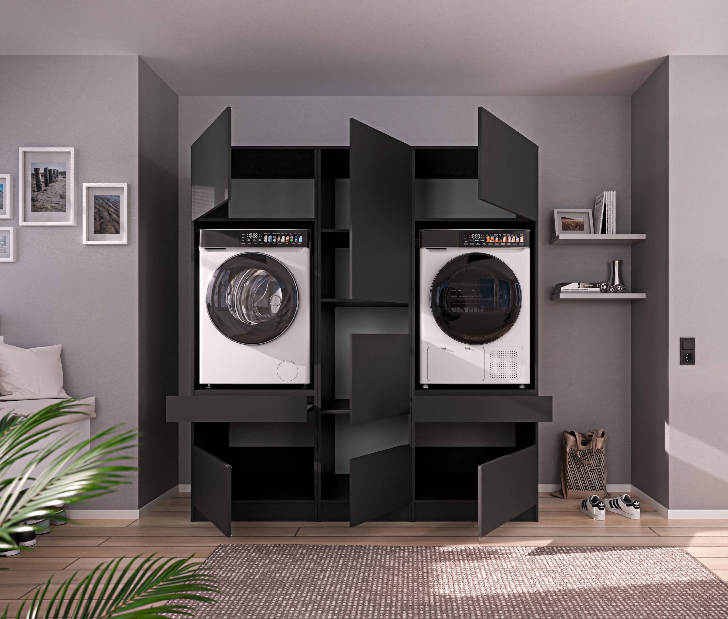 BASIC by Balculina Mehrzweckschrank-Set »Washhome B/T/H 186x68x200 cm« 3 Stk. tlg.