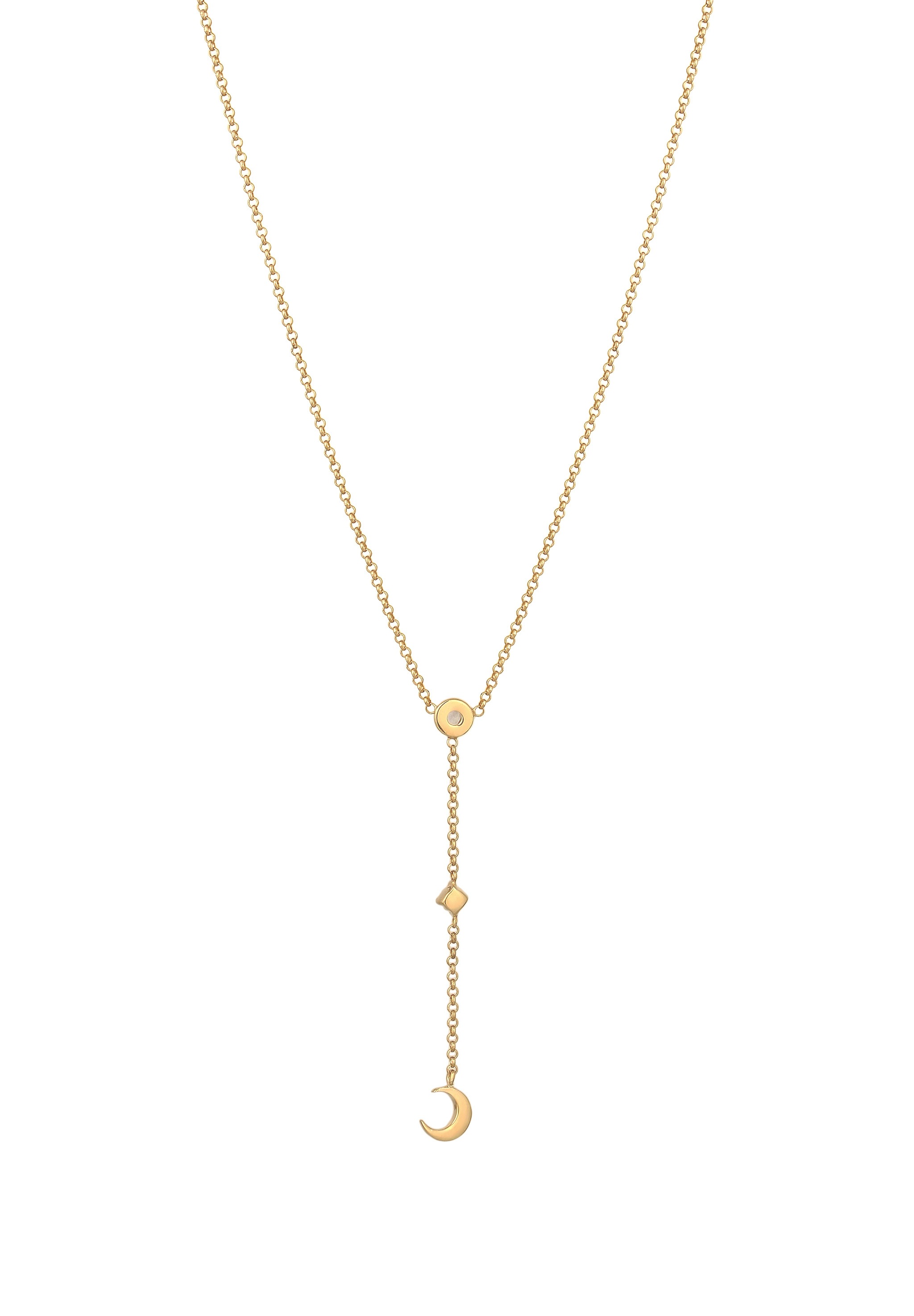 Elli Y-Kette »Halskette Y-Kette Halbmond Regenbogen Mondstein 925 Sterling Silber«