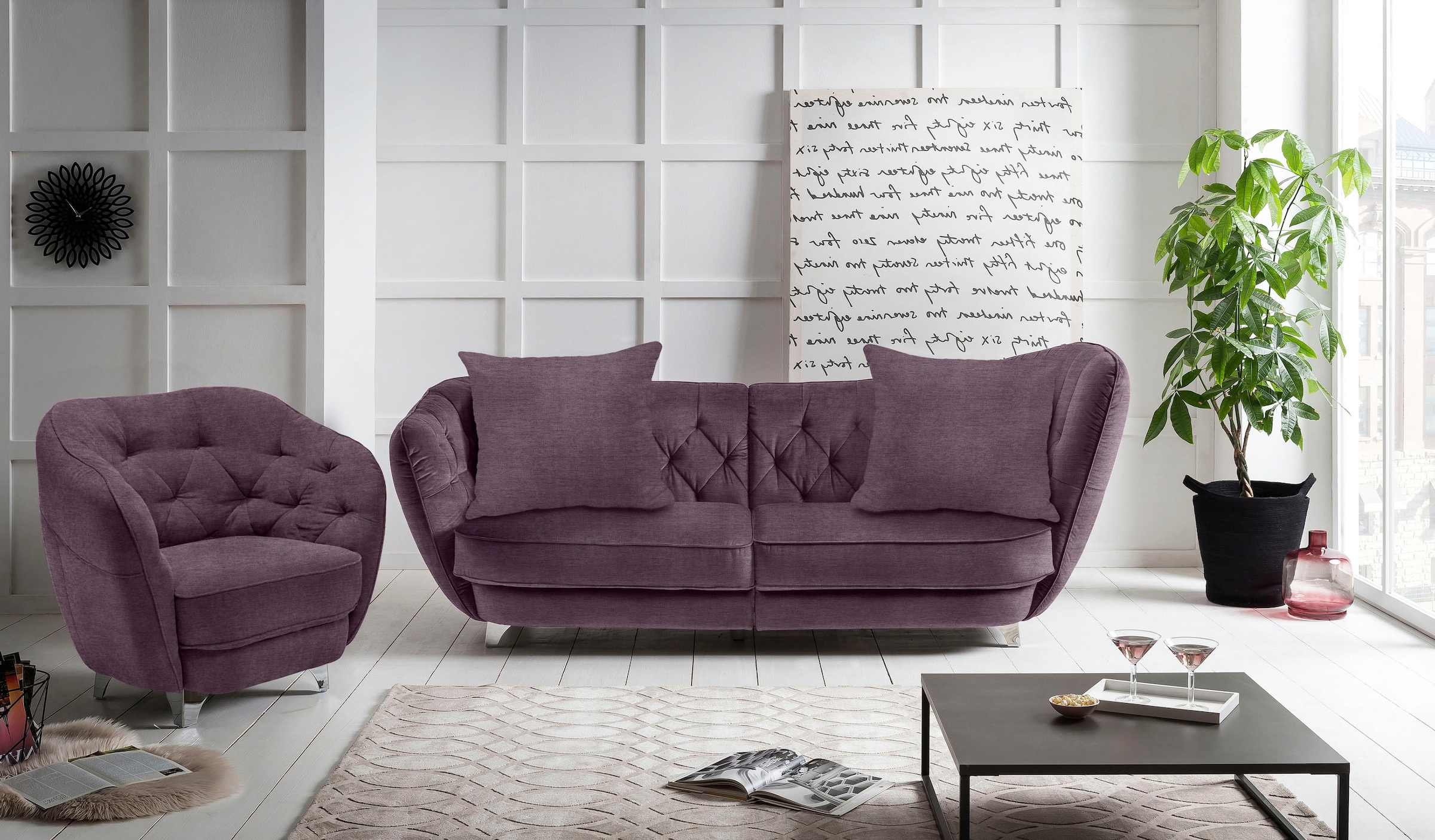 Leonique Big-Sofa »Retro«, stylischer Hochlehner