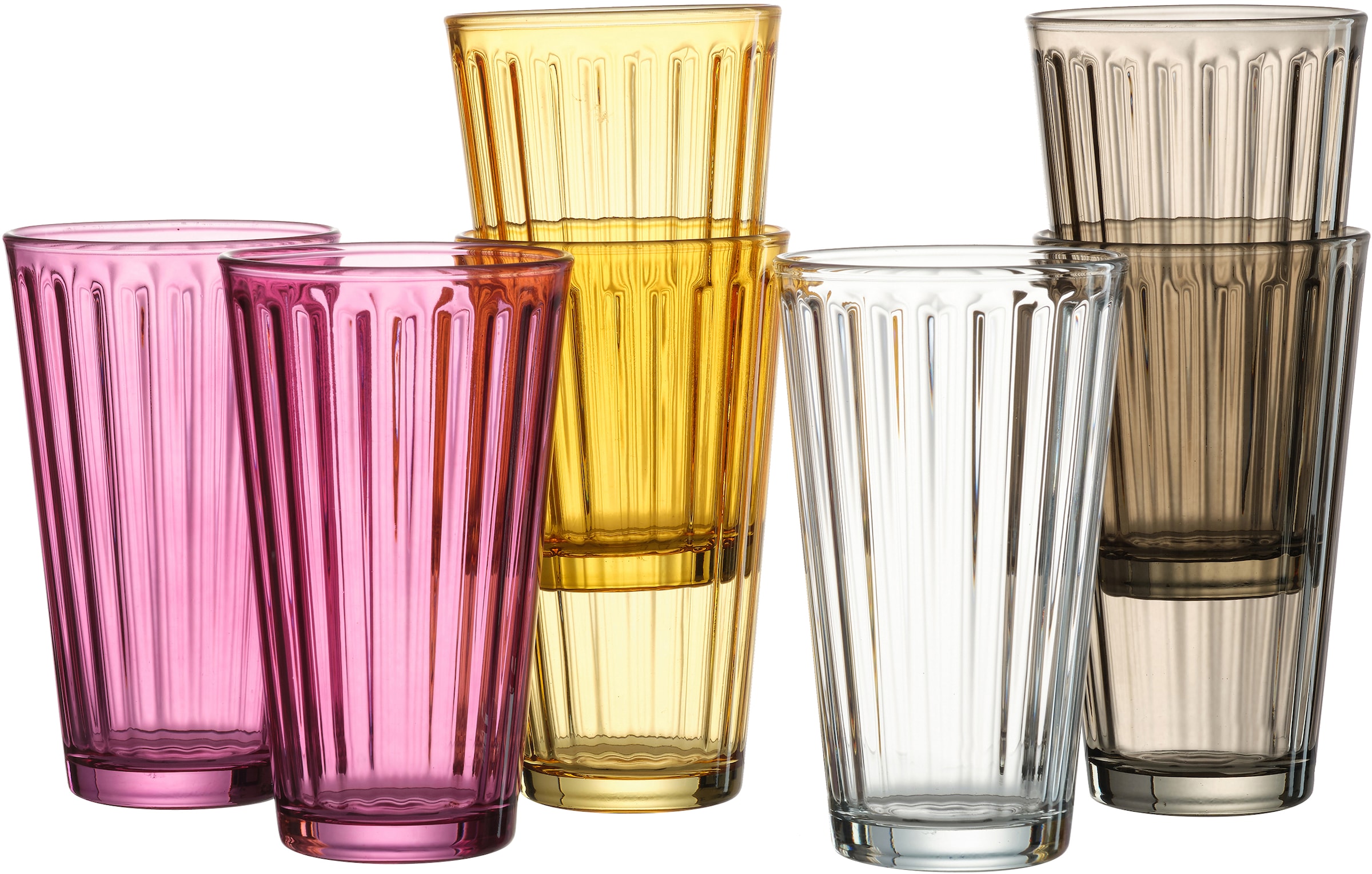 Ritzenhoff & Breker Longdrinkglas »Lawe«, (Set, 6 tlg., 6 Longdrinkgläser, je 400 ml), topaktuelles Innen-Facettierung