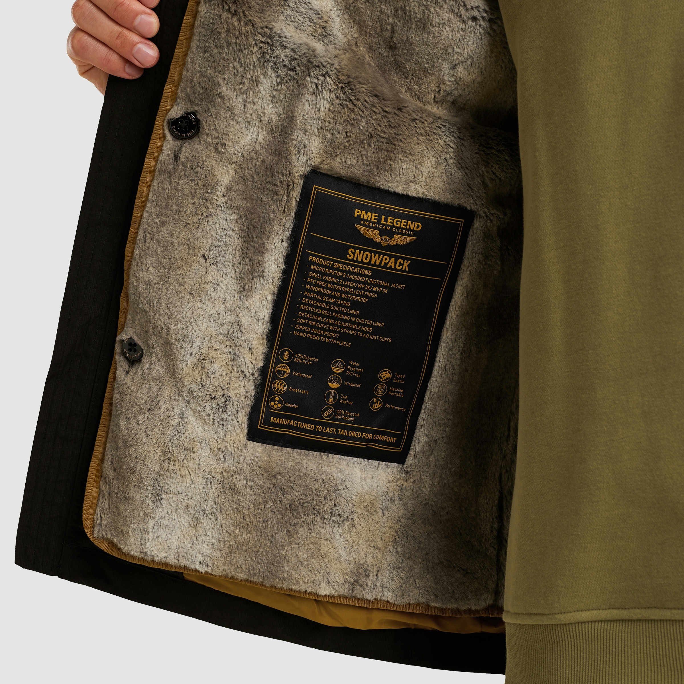 PME LEGEND Winterjacke mit Kapuze Herausnehmbares Fellimitat