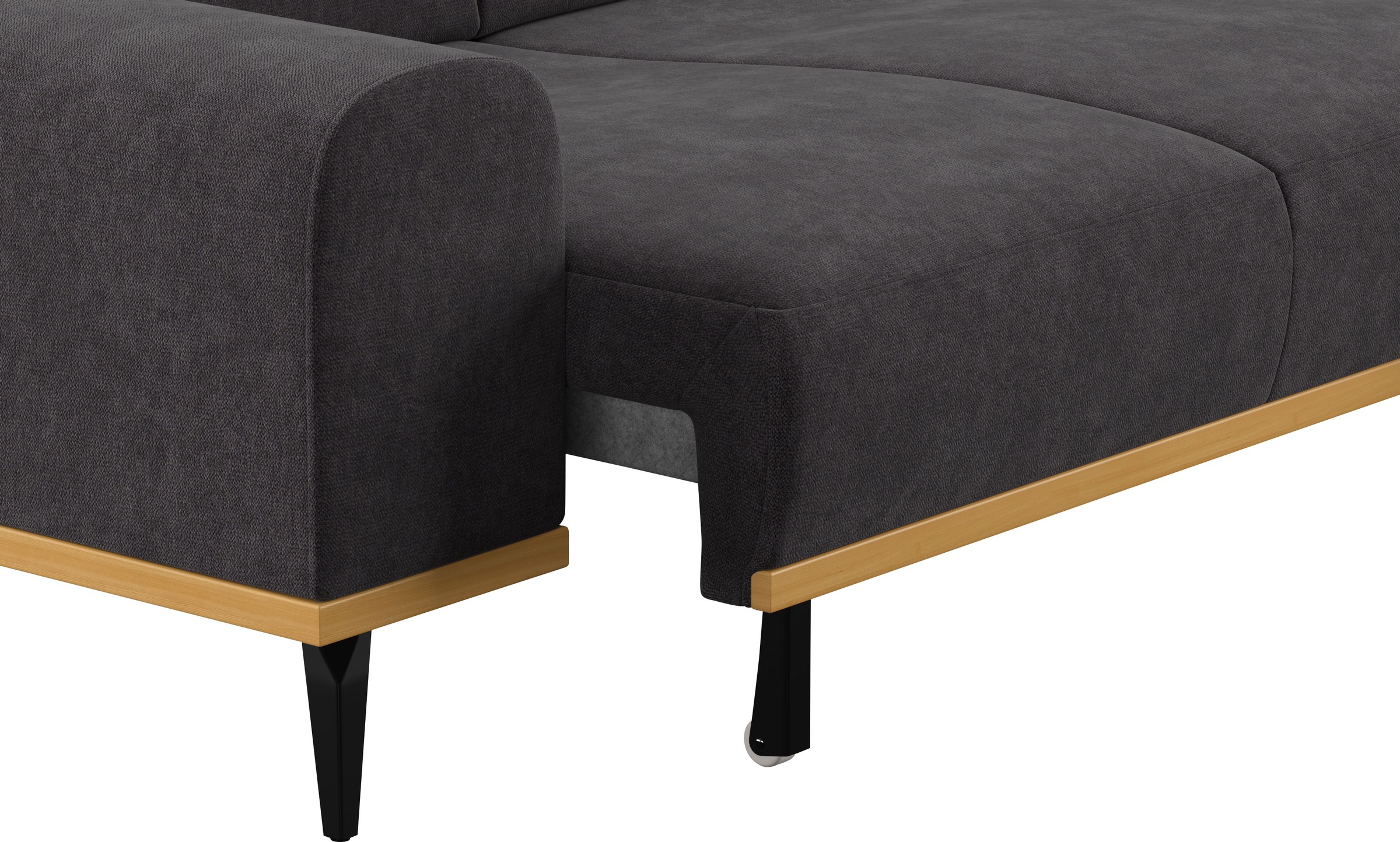 Places of Style Ecksofa »Carlo L-Form«, mit Kopfteilverstellung & Holz-Rahmenoptik, wahlweise Relaxfunktion