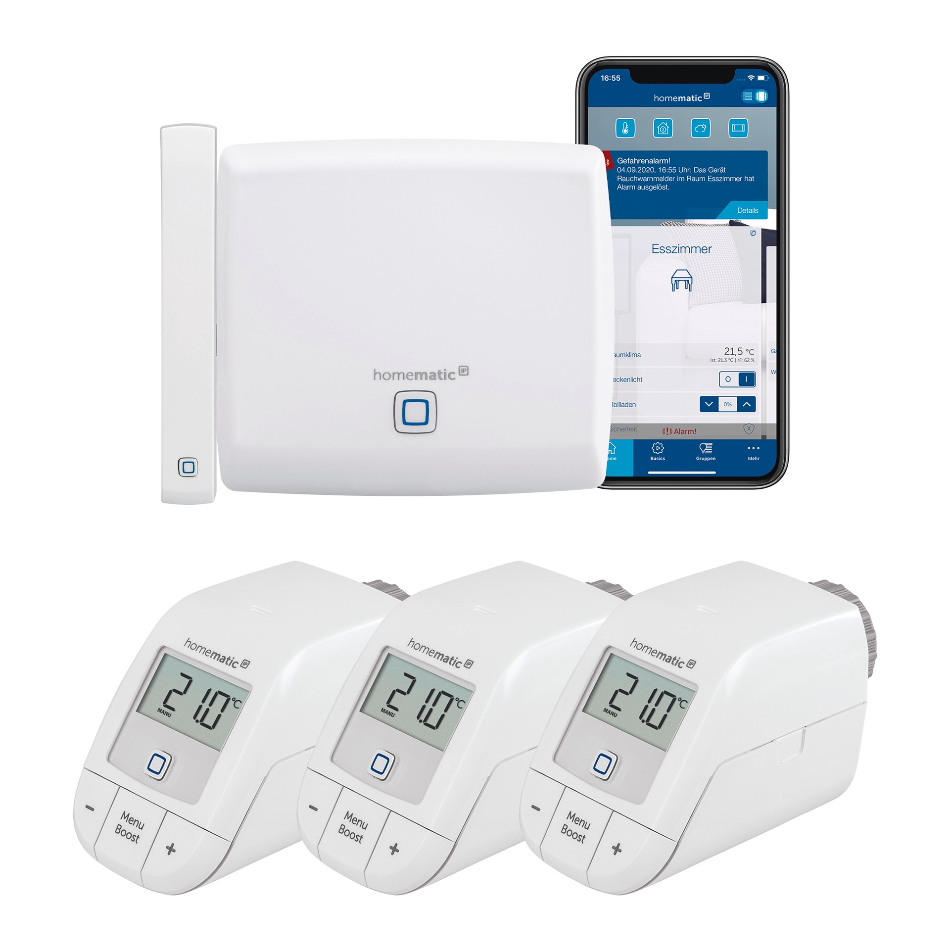 Heizkörperthermostat »Access Point + 3x Thermostat basic + Fenster-Türkontakt optisch«