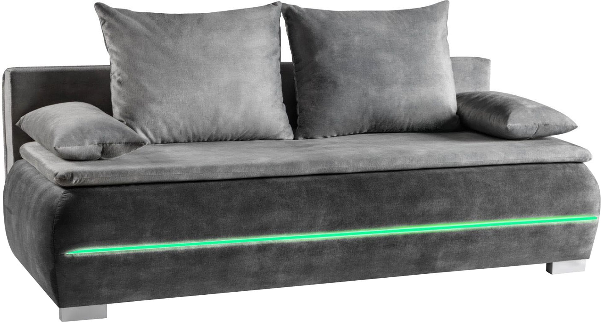 WERK2 Schlafsofa »Tekla LED«, 2-Sitzer Schlafcouch mit Bettkasten & stylischer RGB-LED-Beleuchtung