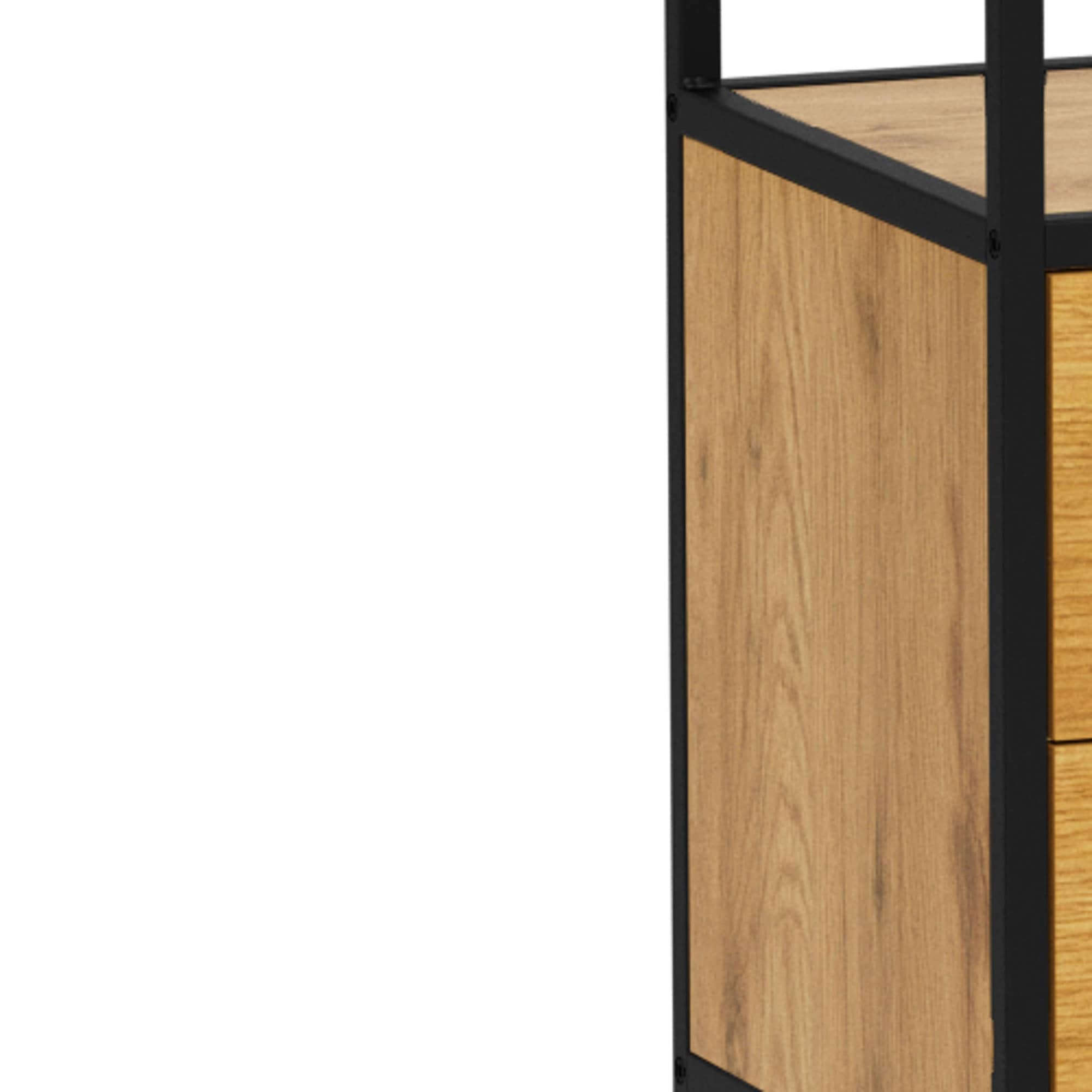 ACTONA GROUP Regal »Seaford, Standregal, Regal, Raumteiler« 77x35x185 cm,  schwarzer Stahlrahmen, 2 Schubladen, Wendemodul, Breite 77 cm