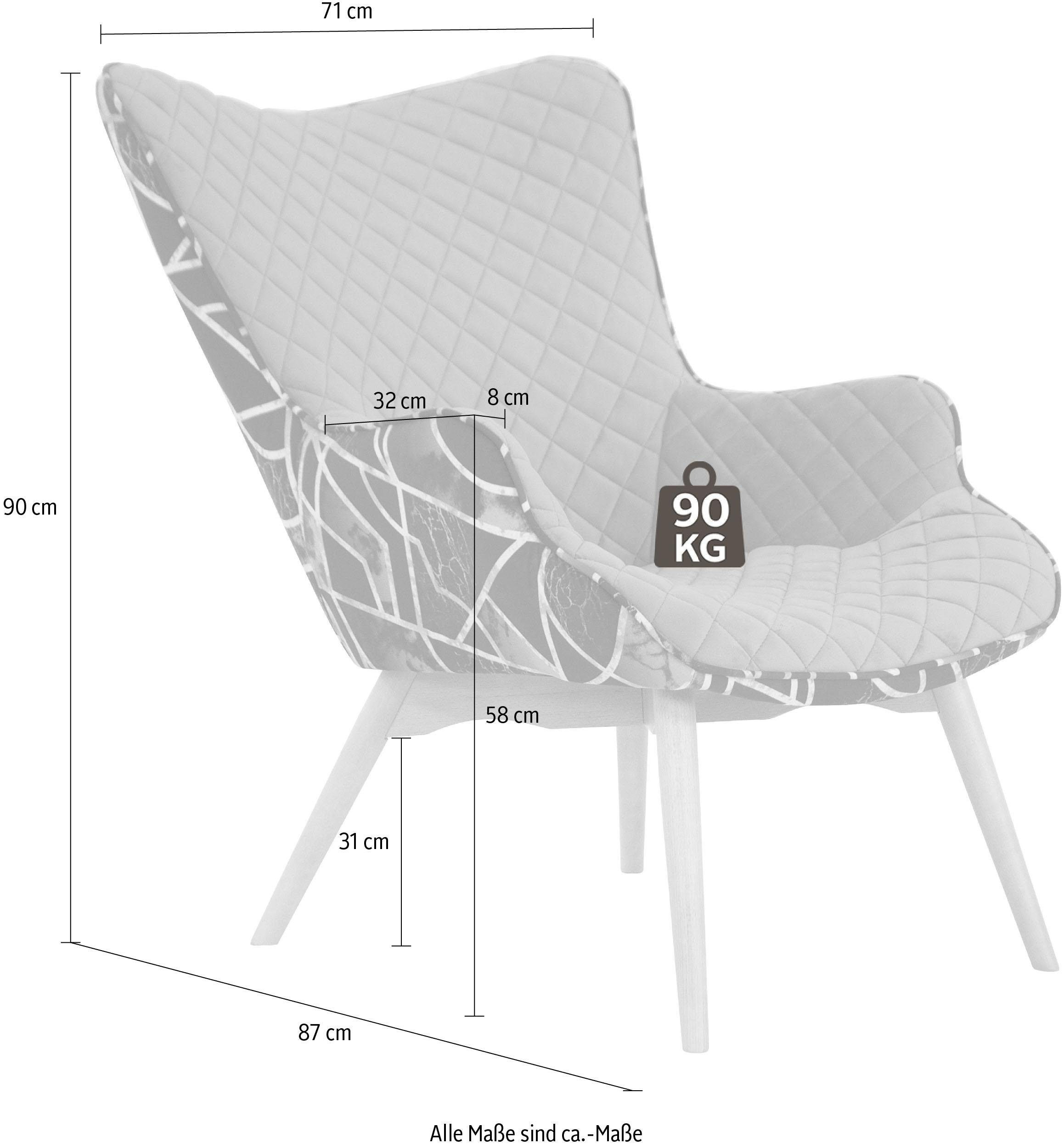 Home affaire Sessel »Duke Print« Karoprägung im Sitzbereich und Dekostoff auf der Rückseite