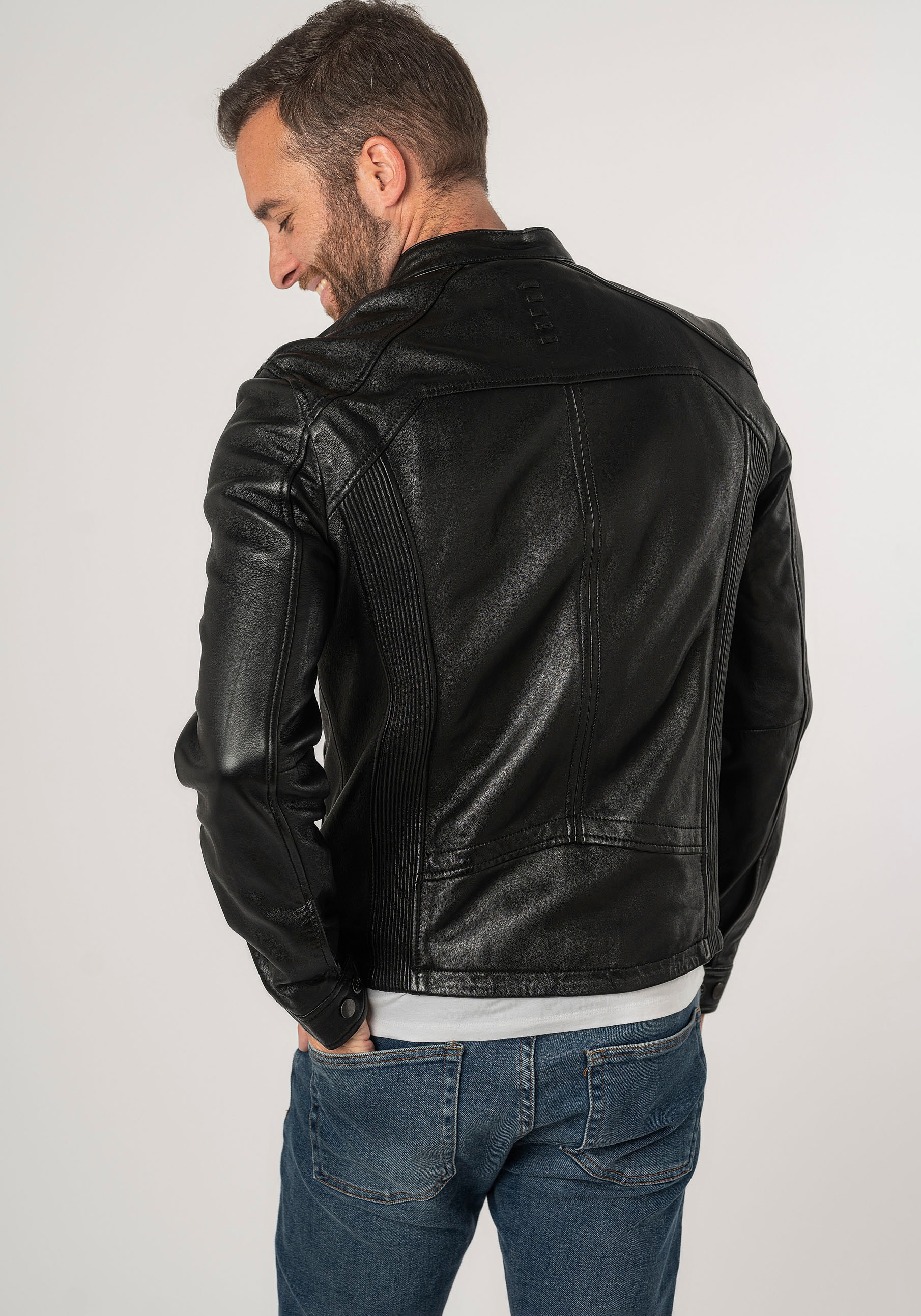 Mauritius Lederjacke »2Mtoji SF«, mit Reißverschluss, Zipperdetail, STehkragen Ziernähte