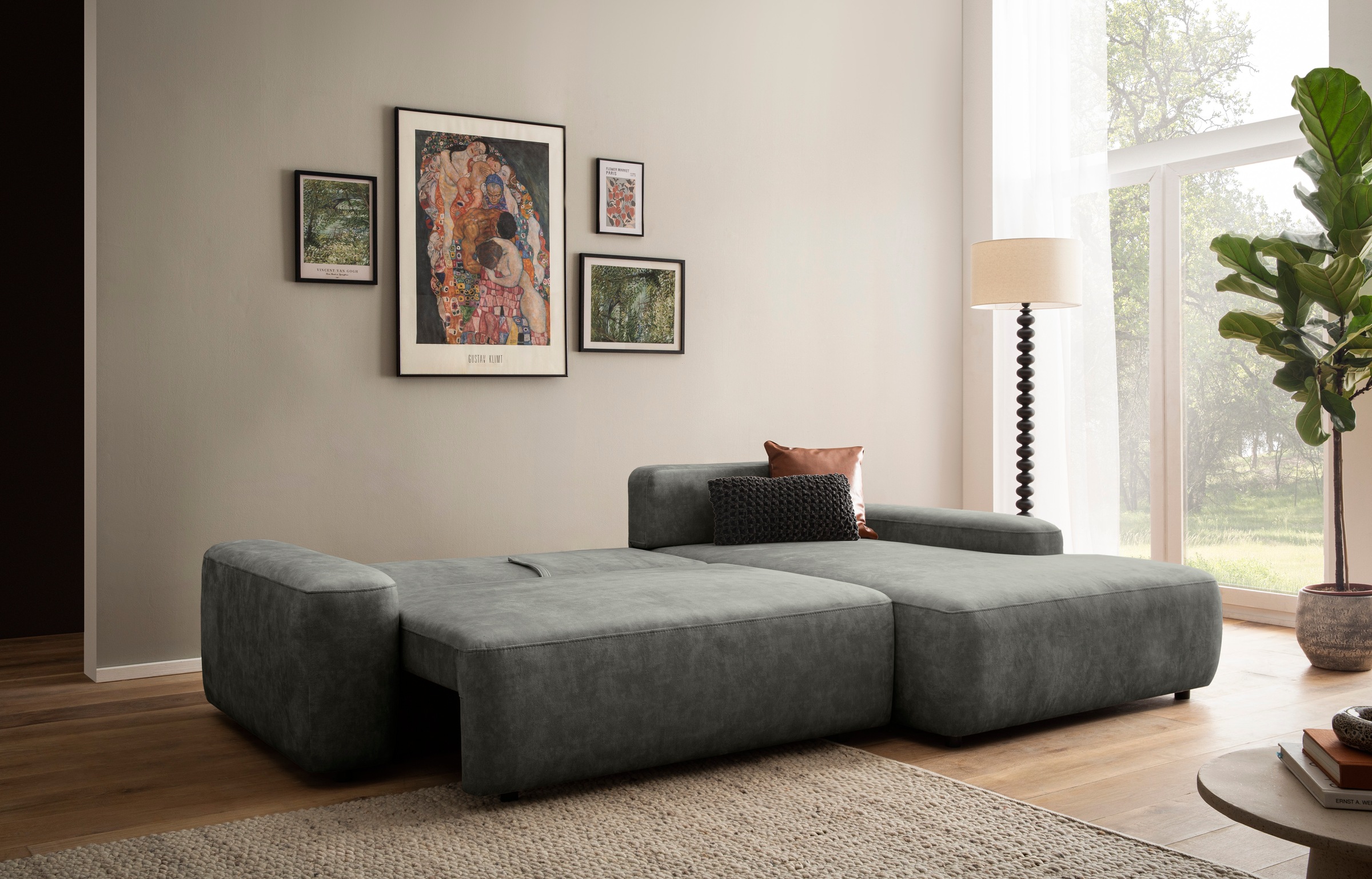 INOSIGN Ecksofa »TORGE (264cm), Schlafsofa in Cord, Samtvelours o Struktur fein, L-Form«, Schlaffunktion, Bettkasten, Liegefläche: 125/210 cm