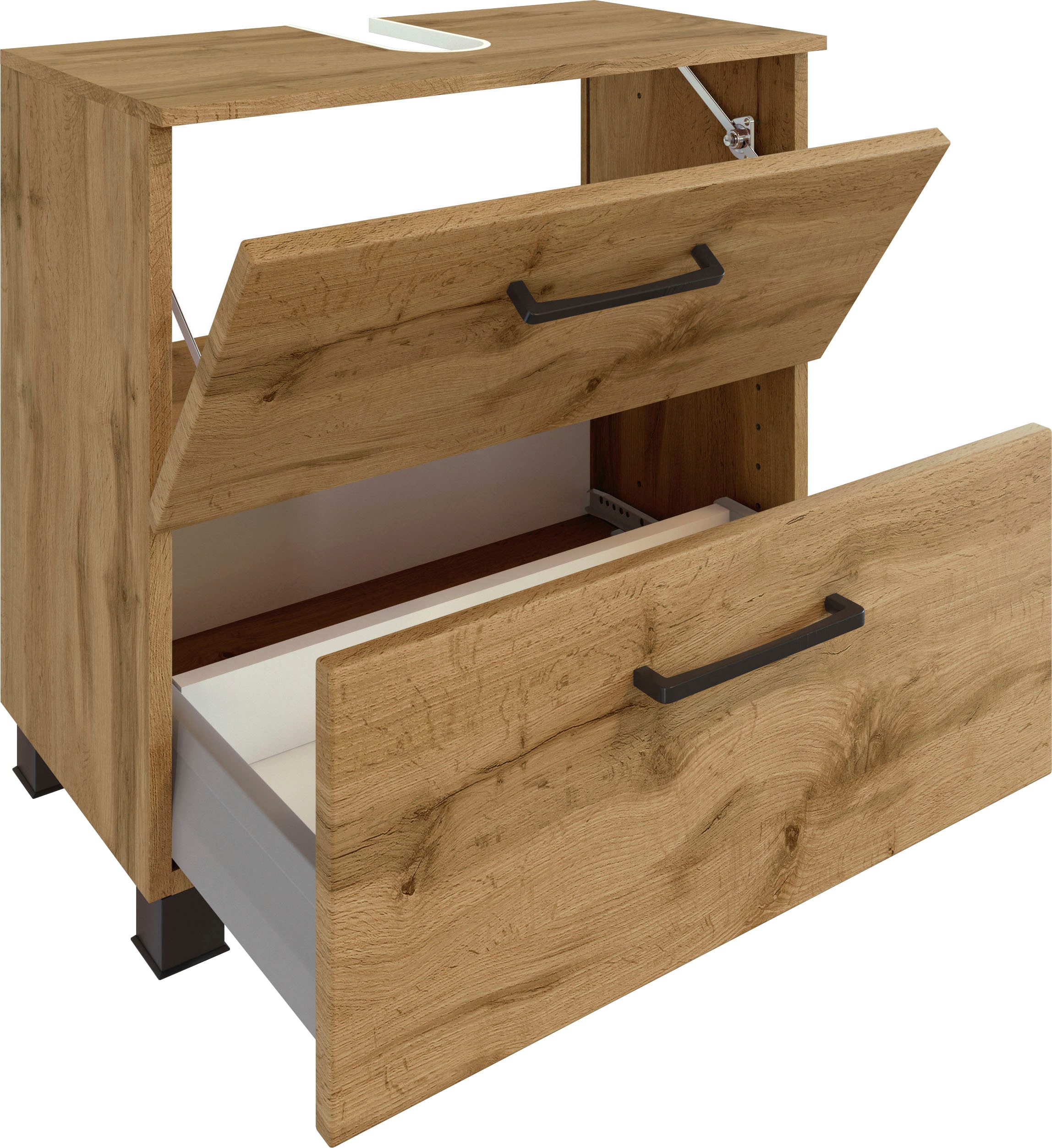 welltime Badmöbel-Set »Chicago«, (3 St., Spiegelschrank, Unterbeckenschrank, Seitenschrank)