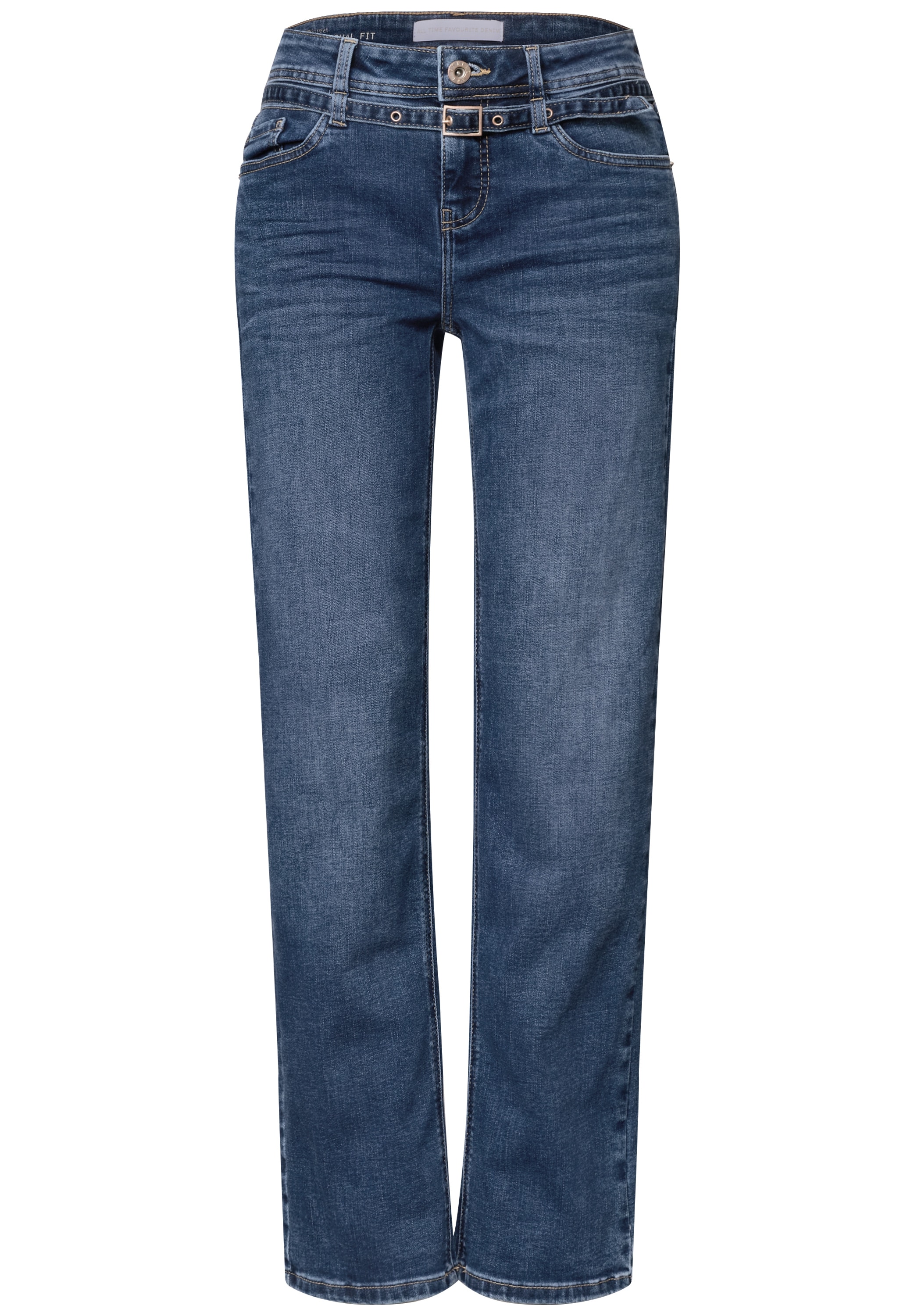 STREET ONE Straight-Jeans »Style Amalia« mit Jeans-Gürtel / Stretch
