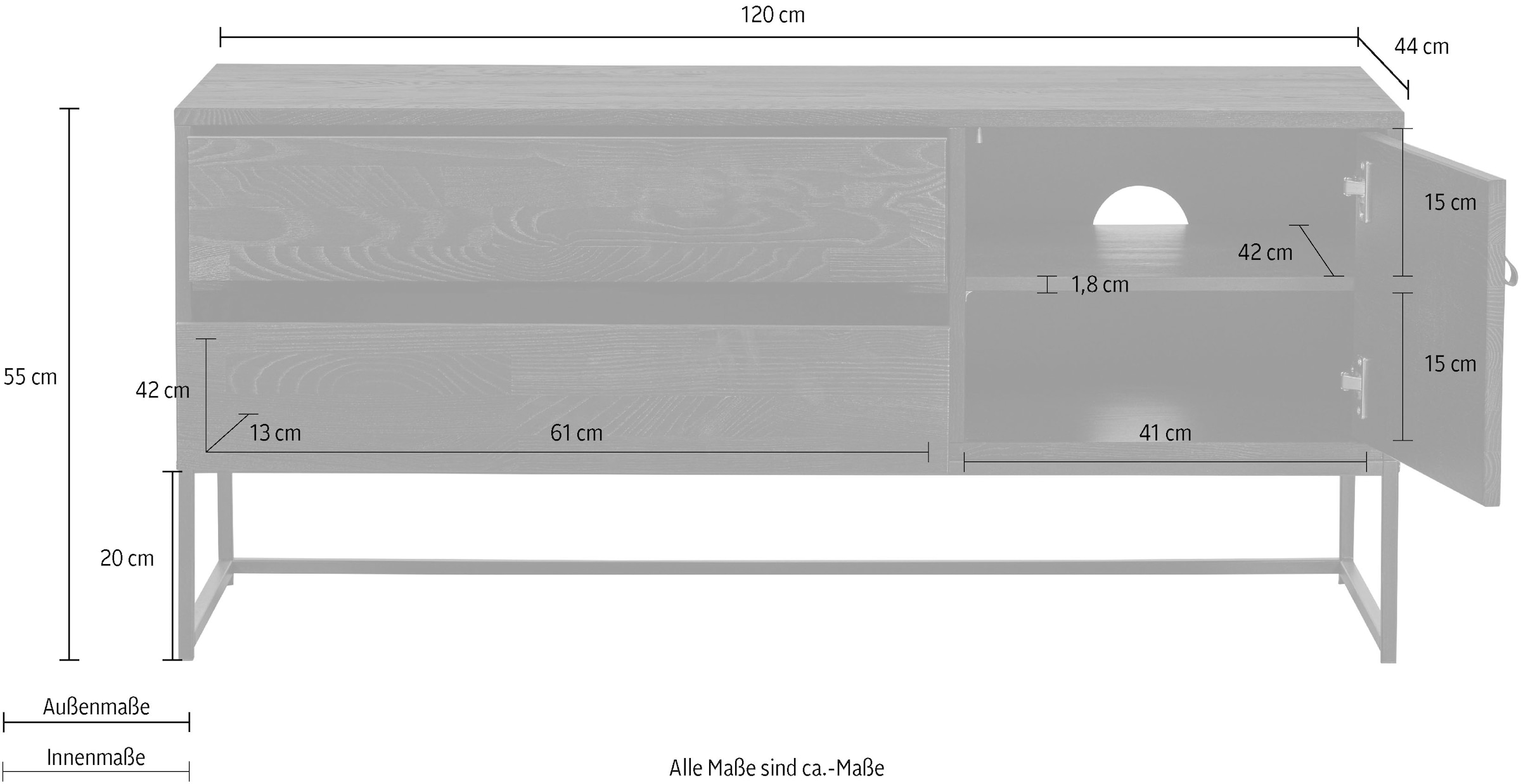 WOOOD Lowboard »WOOOD SILAS TV-MÖBEL« Silas TV-Möbel von WOOOD aus FSC-Kiefer mit modernem Design