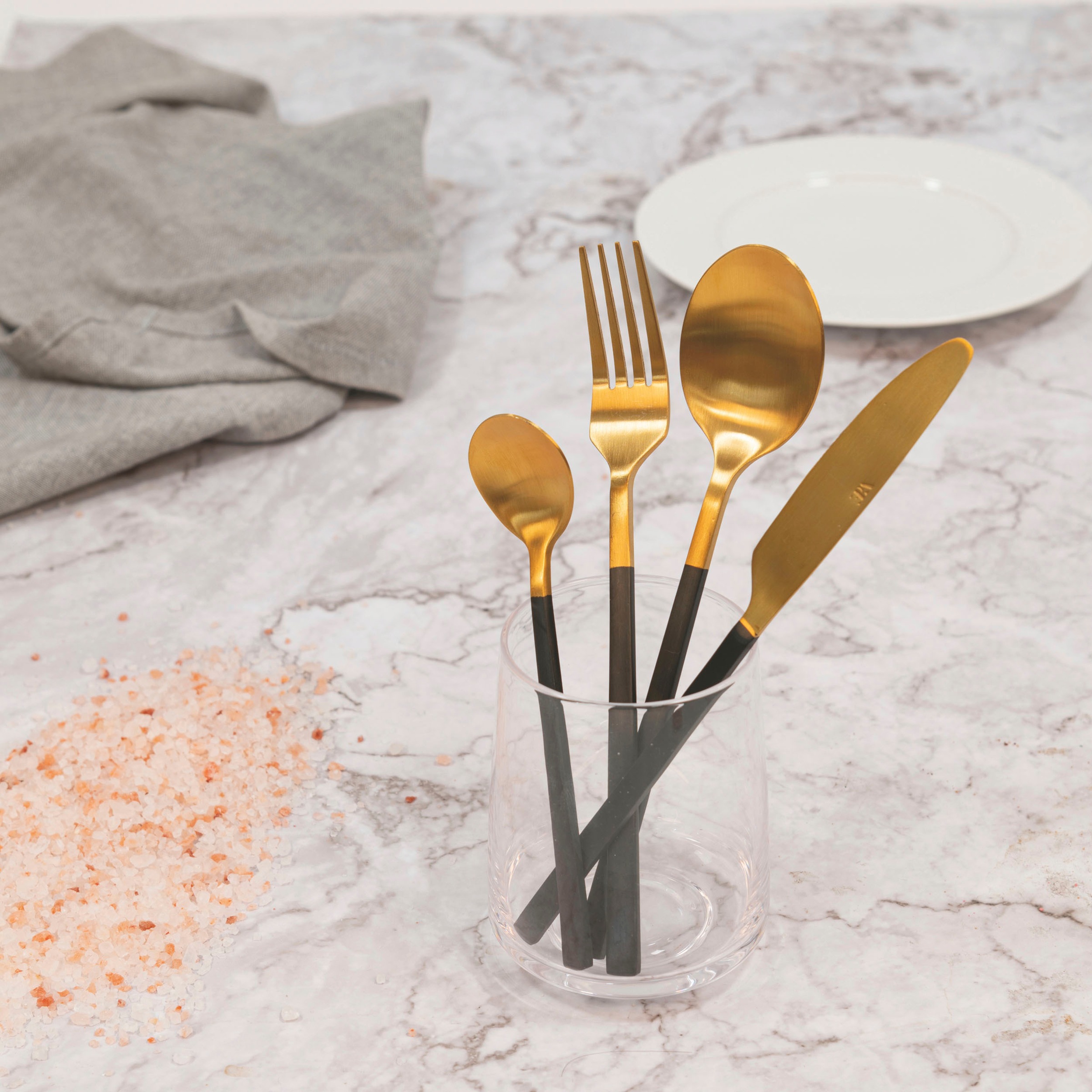 Villa d'Este Besteck-Set »Stylo Duo satiniert«, (Set, 24 tlg.), Essbesteck-Set, satiniert
