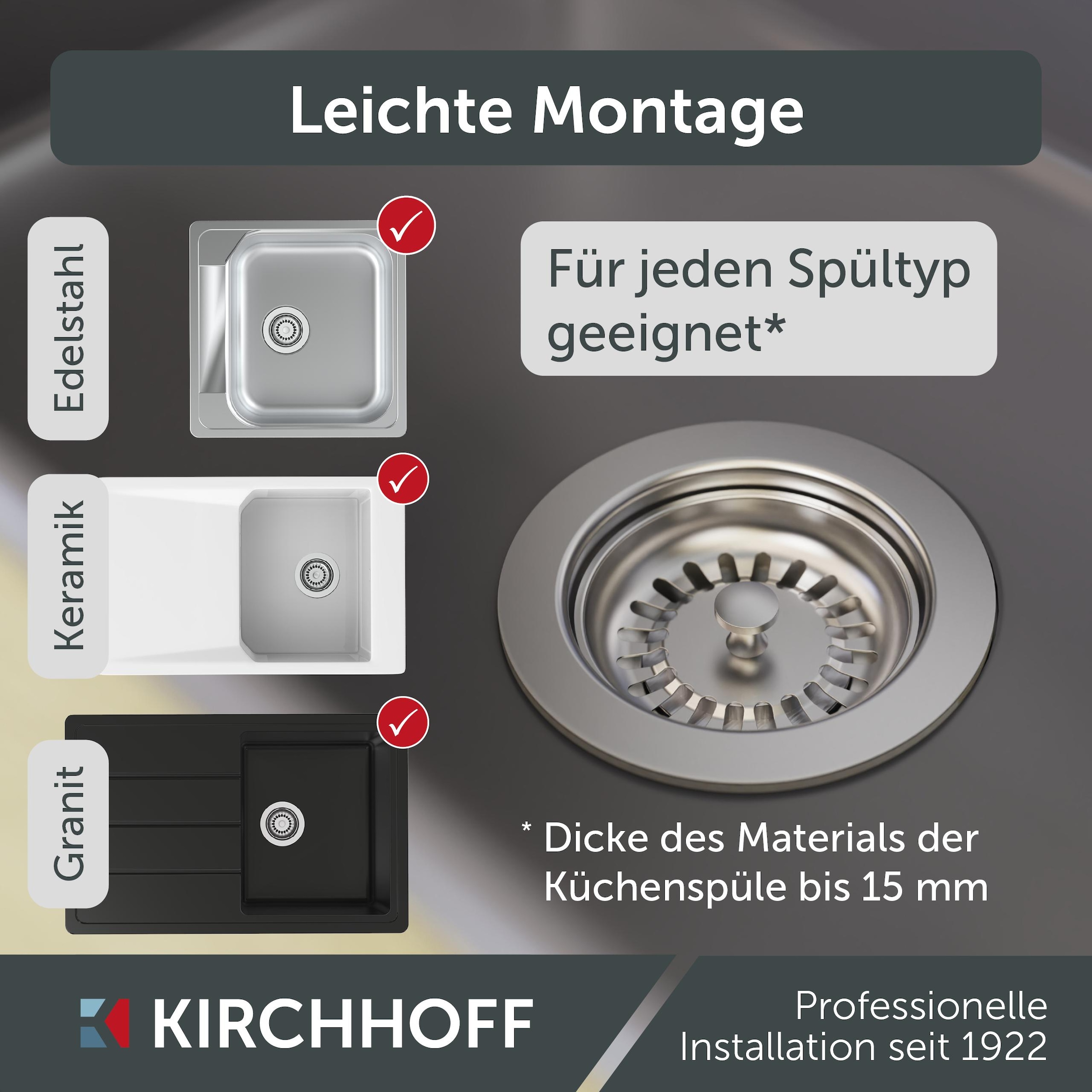 Kirchhoff Siebventil, Korbventil mit Überlaufanschluss+Drehbetätigung, Bowdenzug, Edelstahl