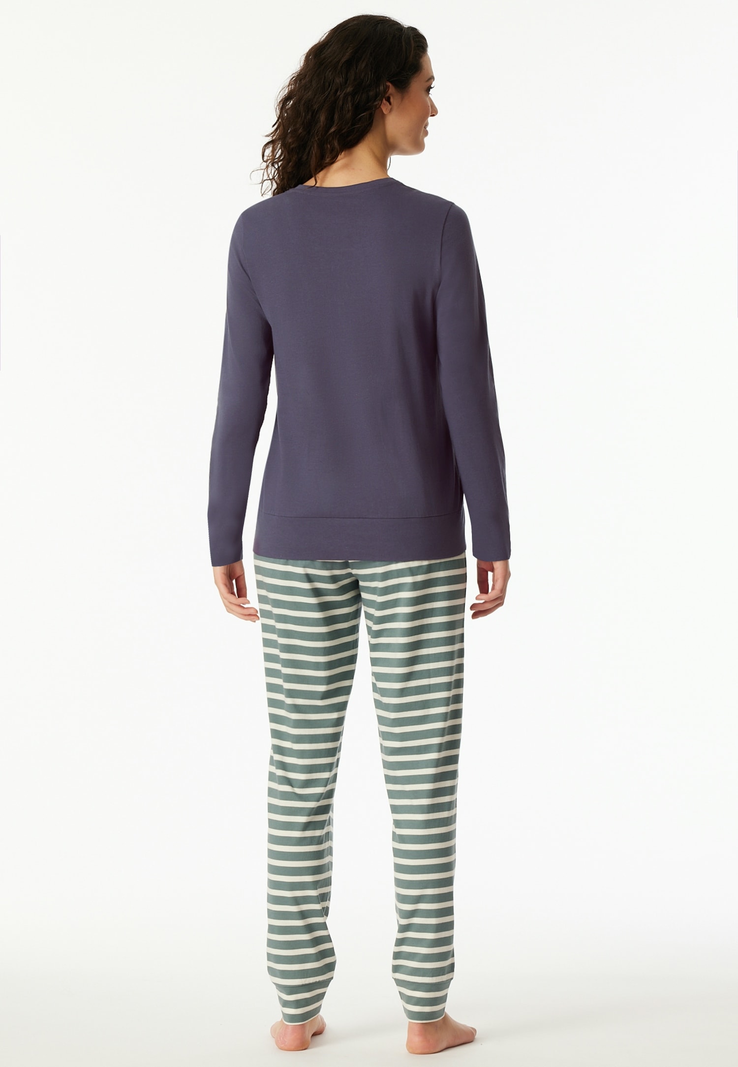 Schiesser Schlafanzug »Casual Essentials«, (2 tlg.), Baumwolle, Rundhalsausschnitt, langärmelig