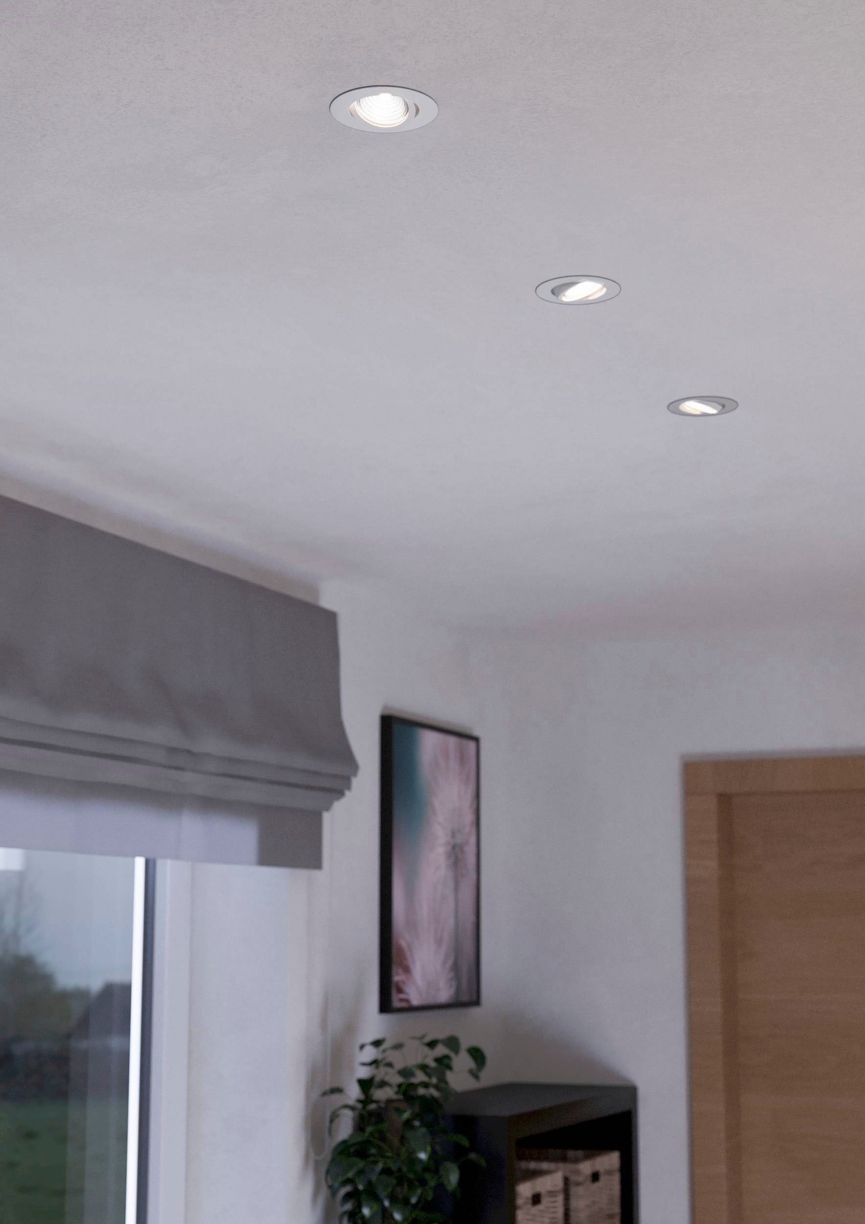 EGLO Deckenleuchte »SALICETO Einbauleuchte, 3er Set, weiß, dimmbar, Leuchtkopf schwenkbar«, Leuchtmittel LED-Modul | LED fest integriert, LED, Einbaupot, Wohnzimmerleuchte, 4,2x8,8x4,2cm, Ausschnitt 6,8cm