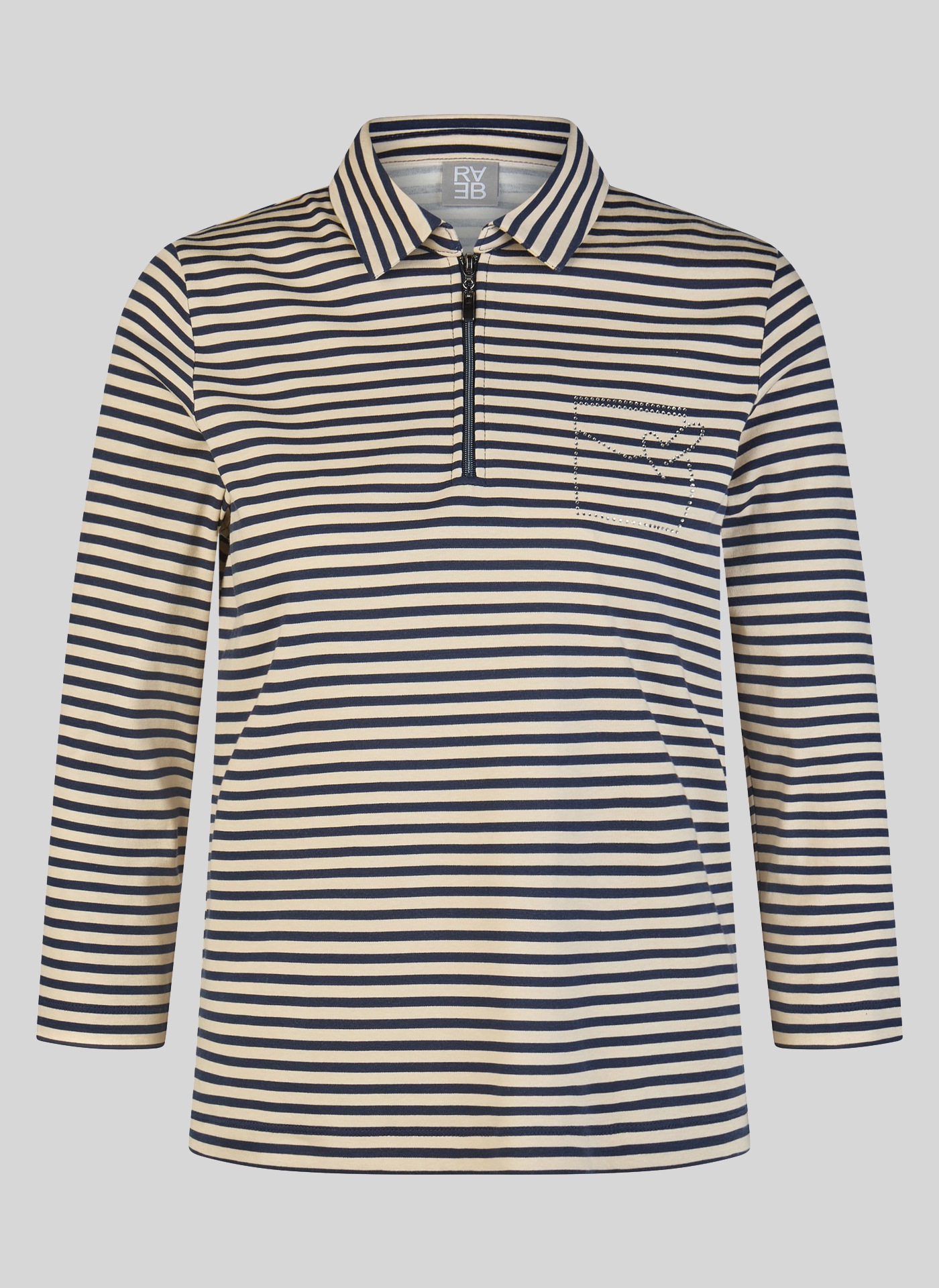 Rabe 3/4-Arm-Shirt im Streifen-Look und mit Hemdblusenkragen