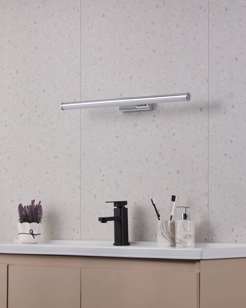 EGLO Wandleuchte »VADUMI Spiegelleuchte, Badezimmerleuchte, LED, Chrom, weiß, IP44«, 1 flammig, Leuchtmittel LED-Board | LED fest integriert, Feuchtraumleuchte, Badezimmer, Kunststoff, klassisch,m 60x5x12,5cm