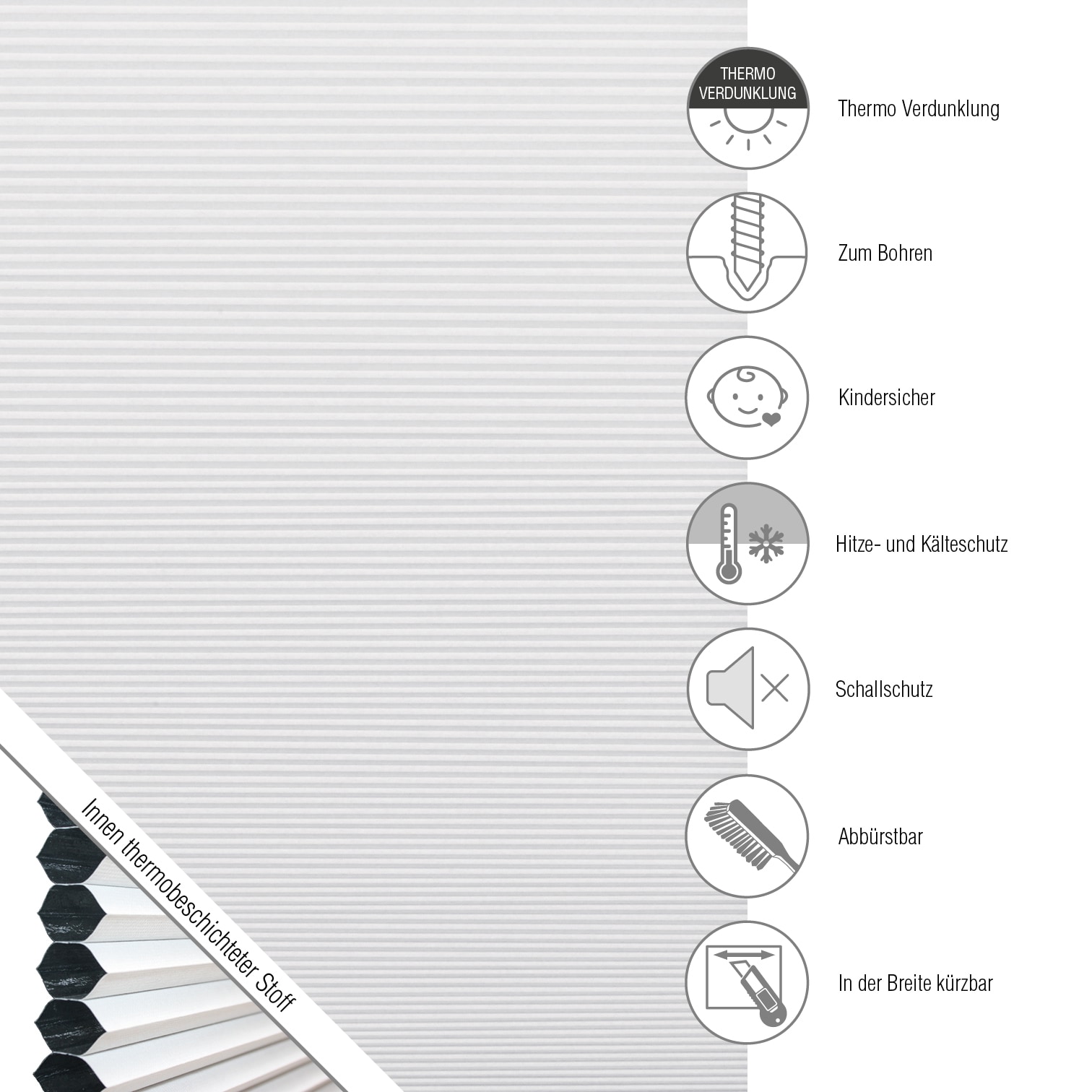 GARDINIA Wabenplissee »Concept Thermo-Abdunklung«, verdunkelnd, energiesparend, mit Bohren, verspannt, energiesparend und abdunkelnd mit Thermobeschichtung