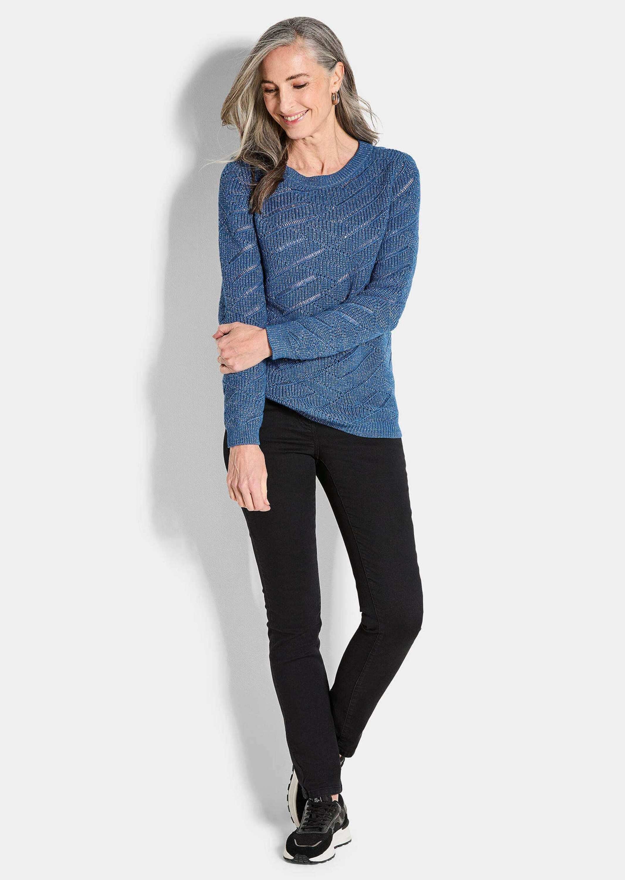 GOLDNER Rundhalspullover »Kurzgröße Eleganter Langarm-Strick mit Glanz«