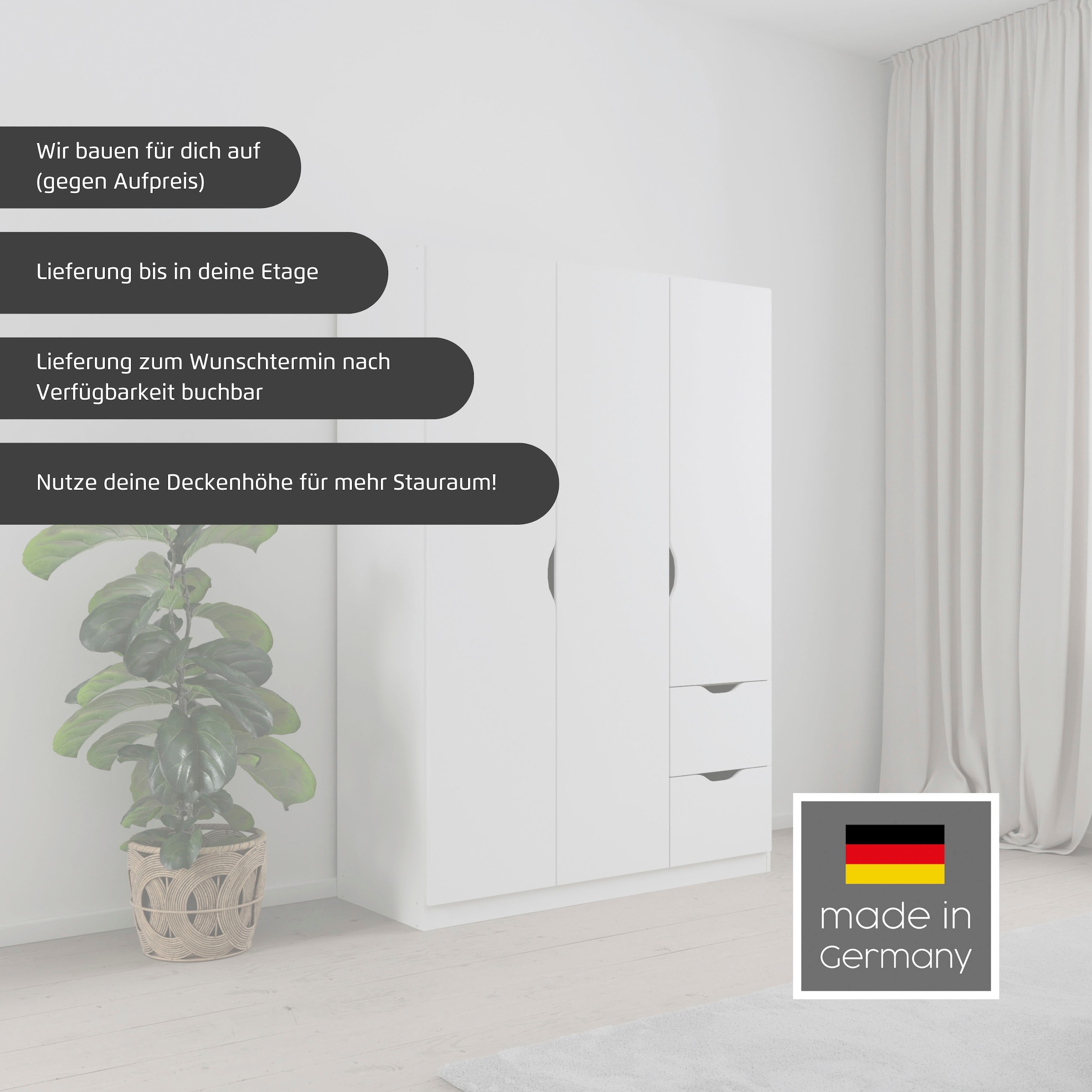 rauch Kleiderschrank »Freising« Türen mit Griffmulden