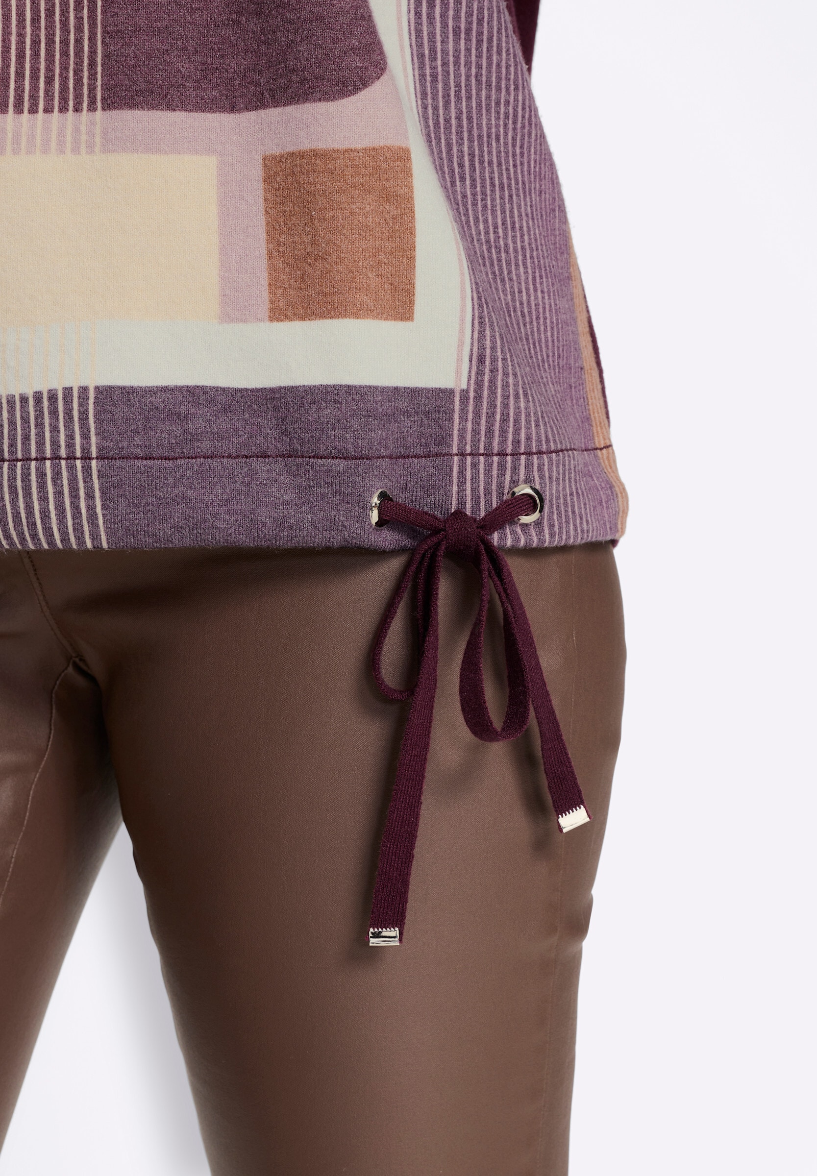 heine Strickpullover »Druck-Pullover Langarm-Pullover mit Tunnelzug und Bindeband«