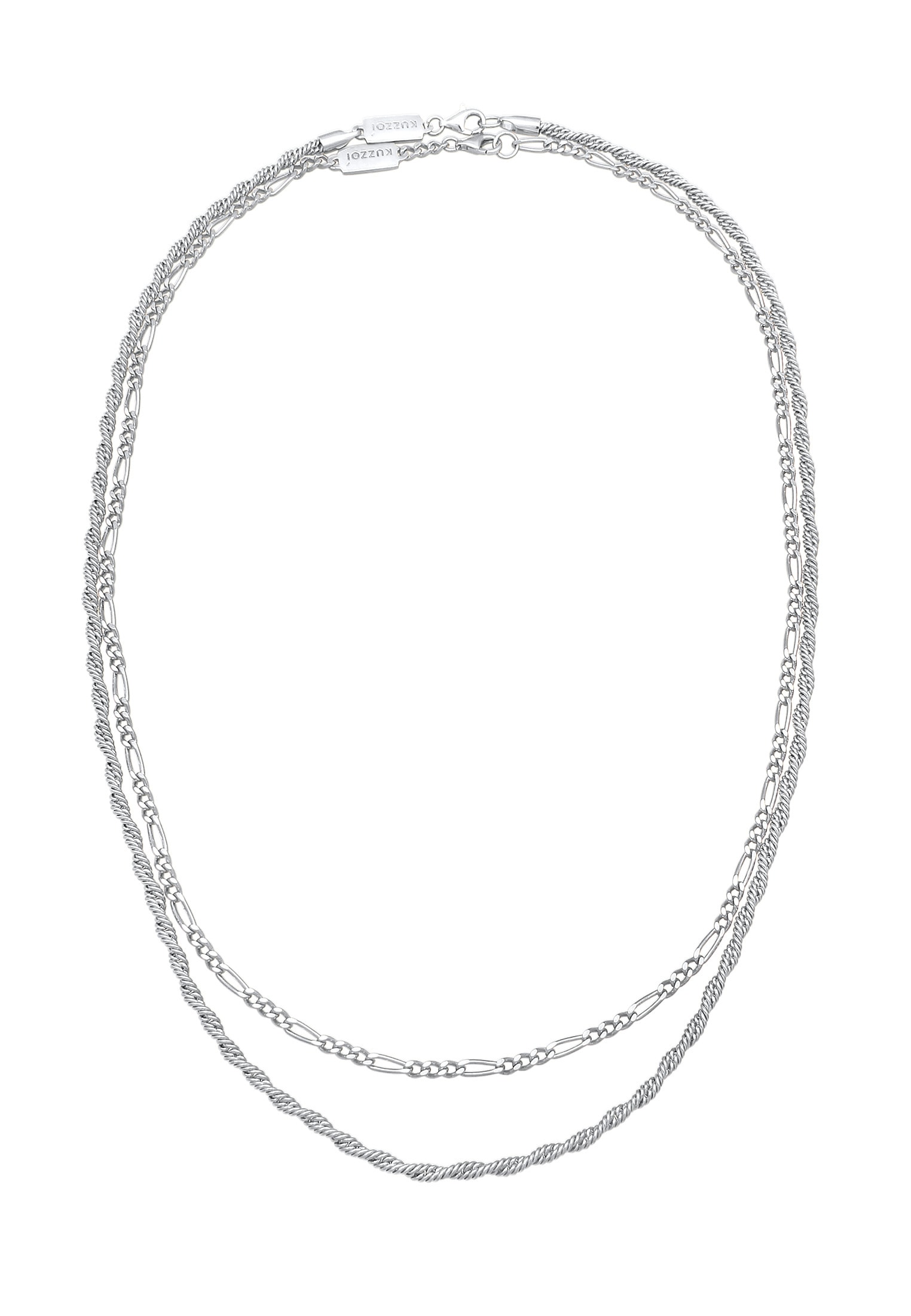 Kuzzoi Silberkette »Halskette Herren Kordel Figaro 2er Set 925 Silber«