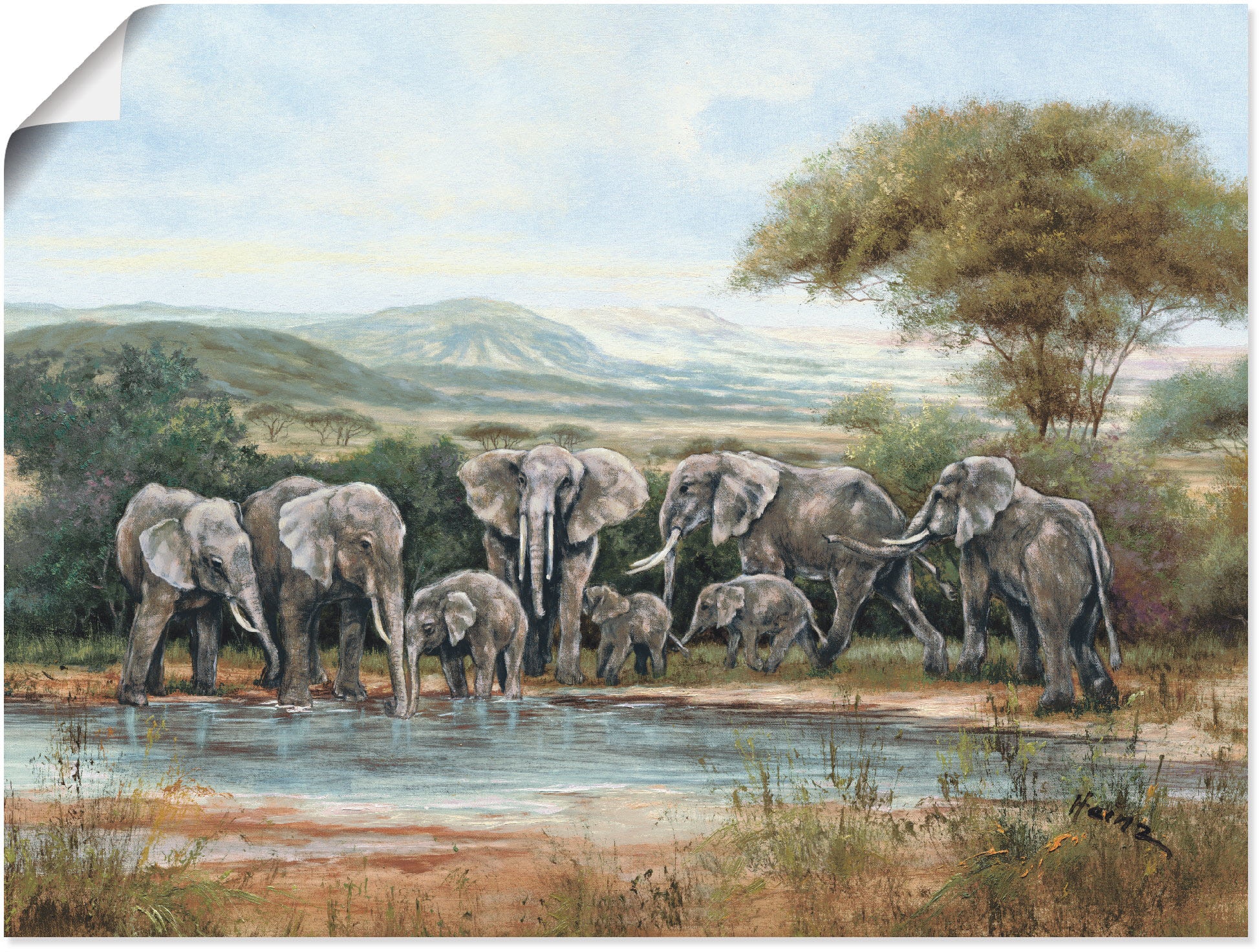 Artland Wandbild »Elefantenfamilie«, Elefanten Poster St.), Größen OTTO als Leinwandbild, Alubild, Shop in Bilder, (1 versch. Online Wandaufkleber im oder