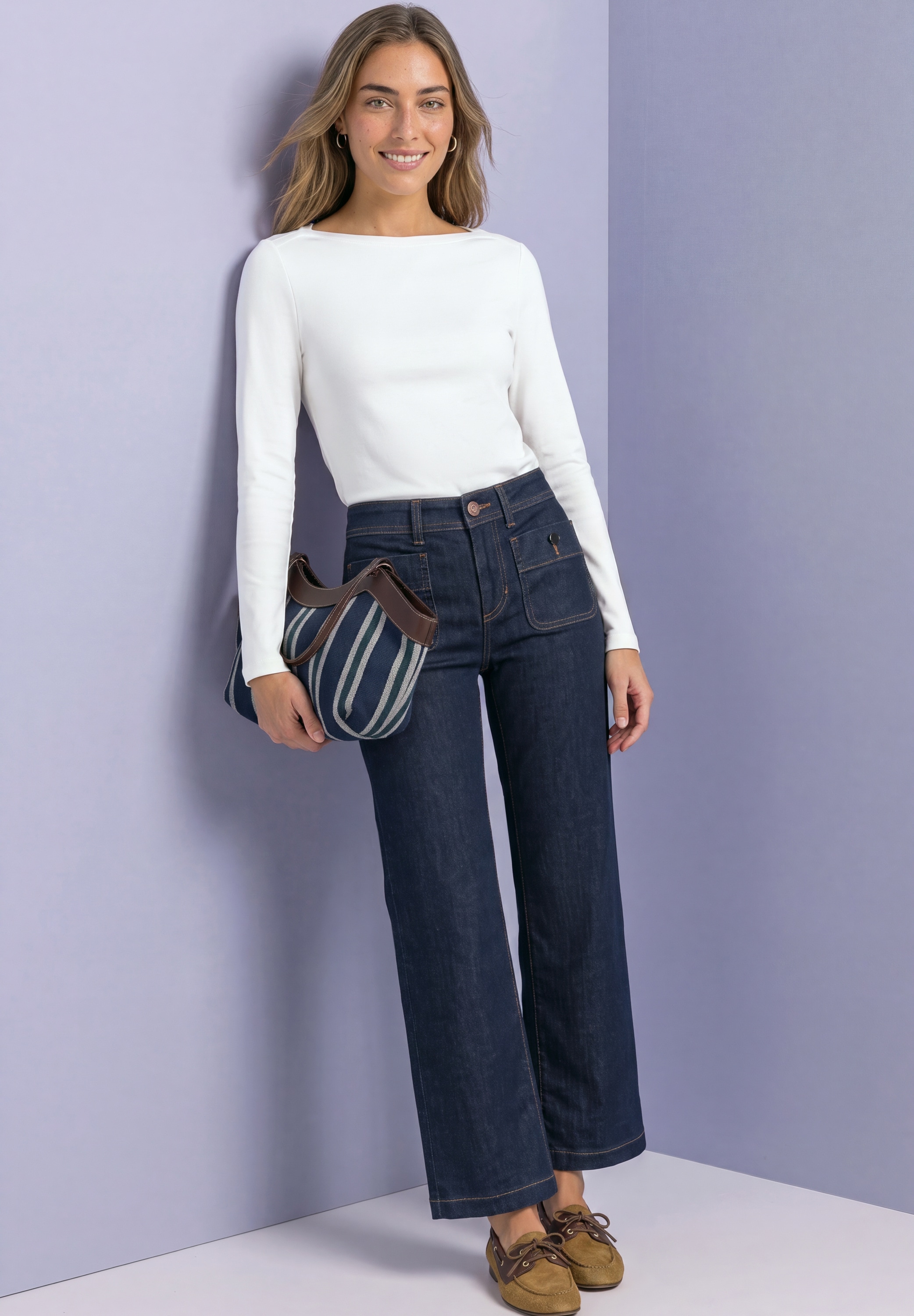 STREET ONE Langarmshirt mit U-Boot-Ausschnitt und Modal