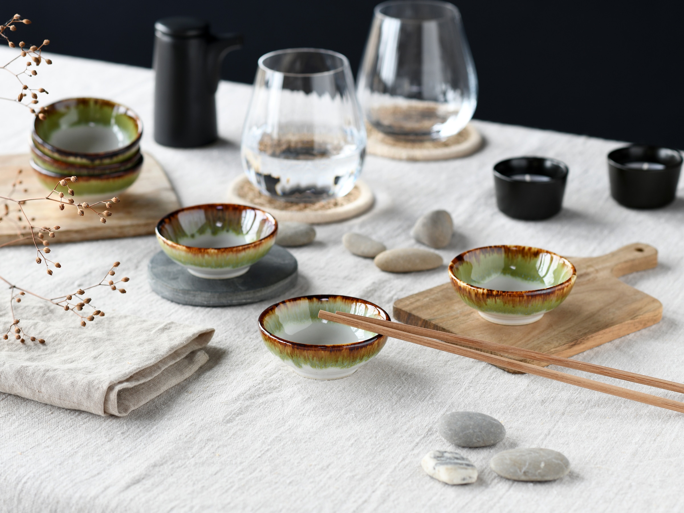 CreaTable Schale »Cascade, Sojaschale, Ø 8 cm, 6-tlg« 6 Stk. aus Steinzeug Rekativglasur, Healthy Food