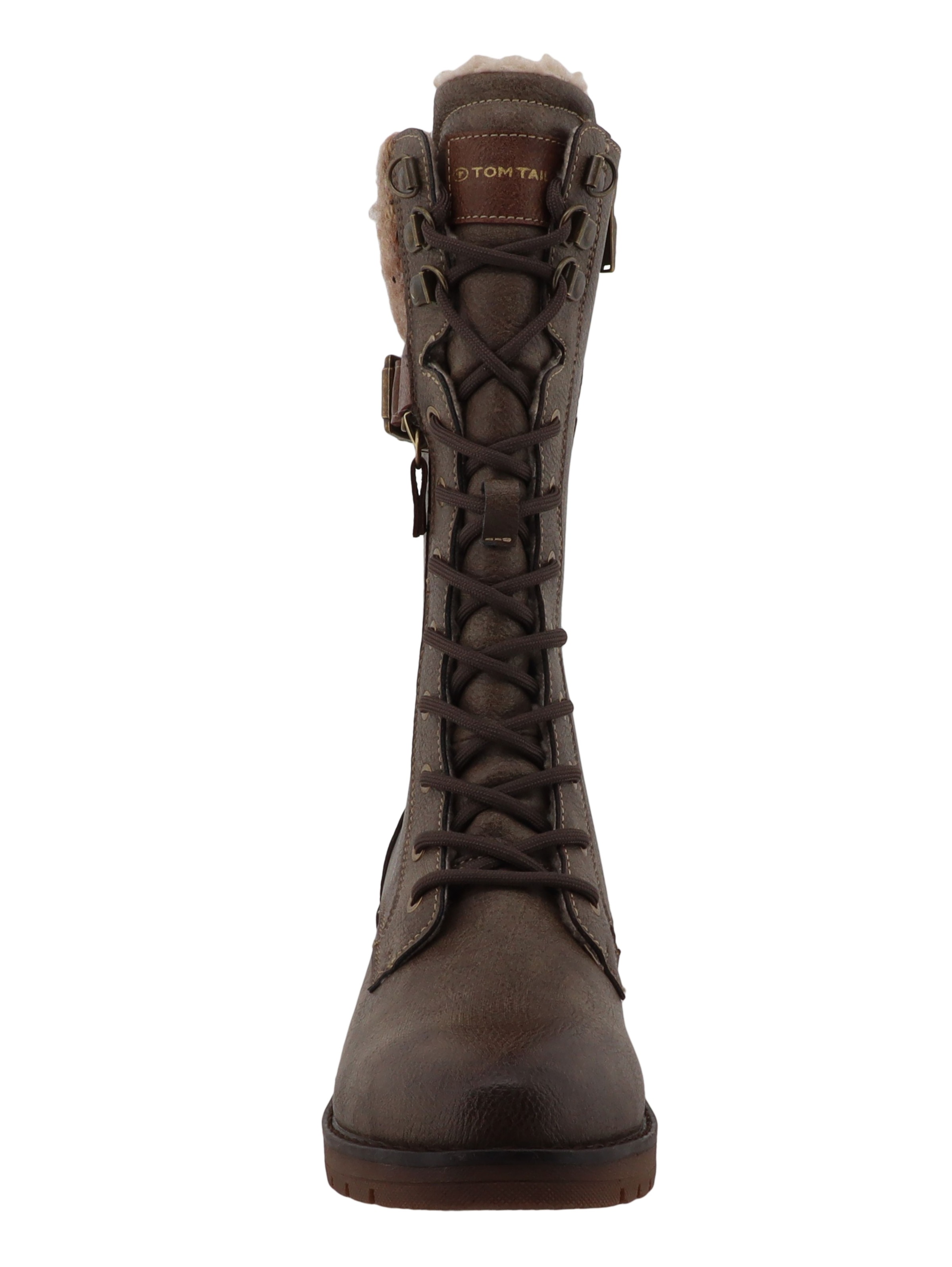 TOM TAILOR Winterstiefel  Blockabsatz, Schnürstiefel mit modischem Strickkragen