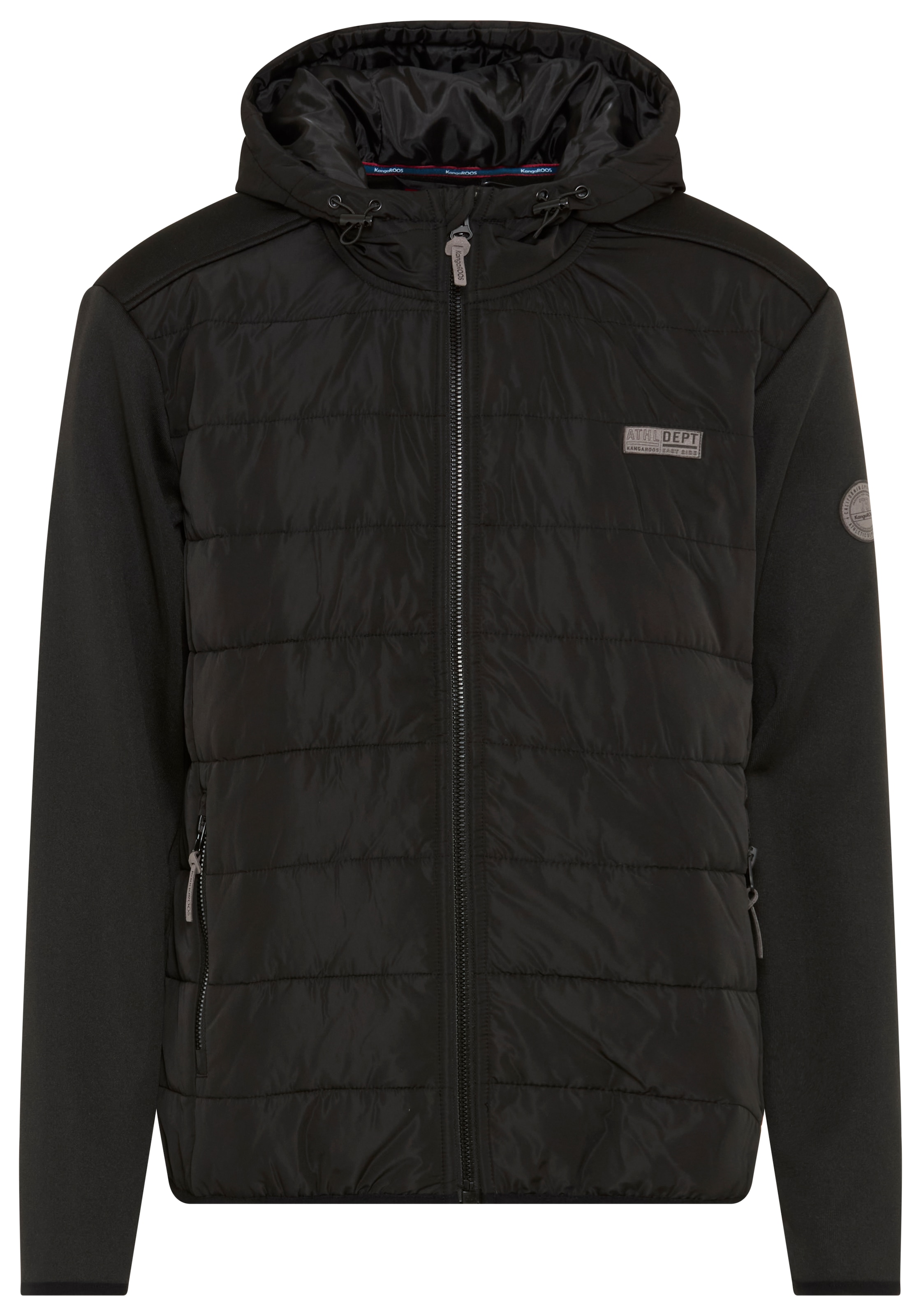 KangaROOS Hybridjacke mit Kapuze mit Kapuze und Kordelzügen, mit Fleece-Innenfutter, Übergangsjacke