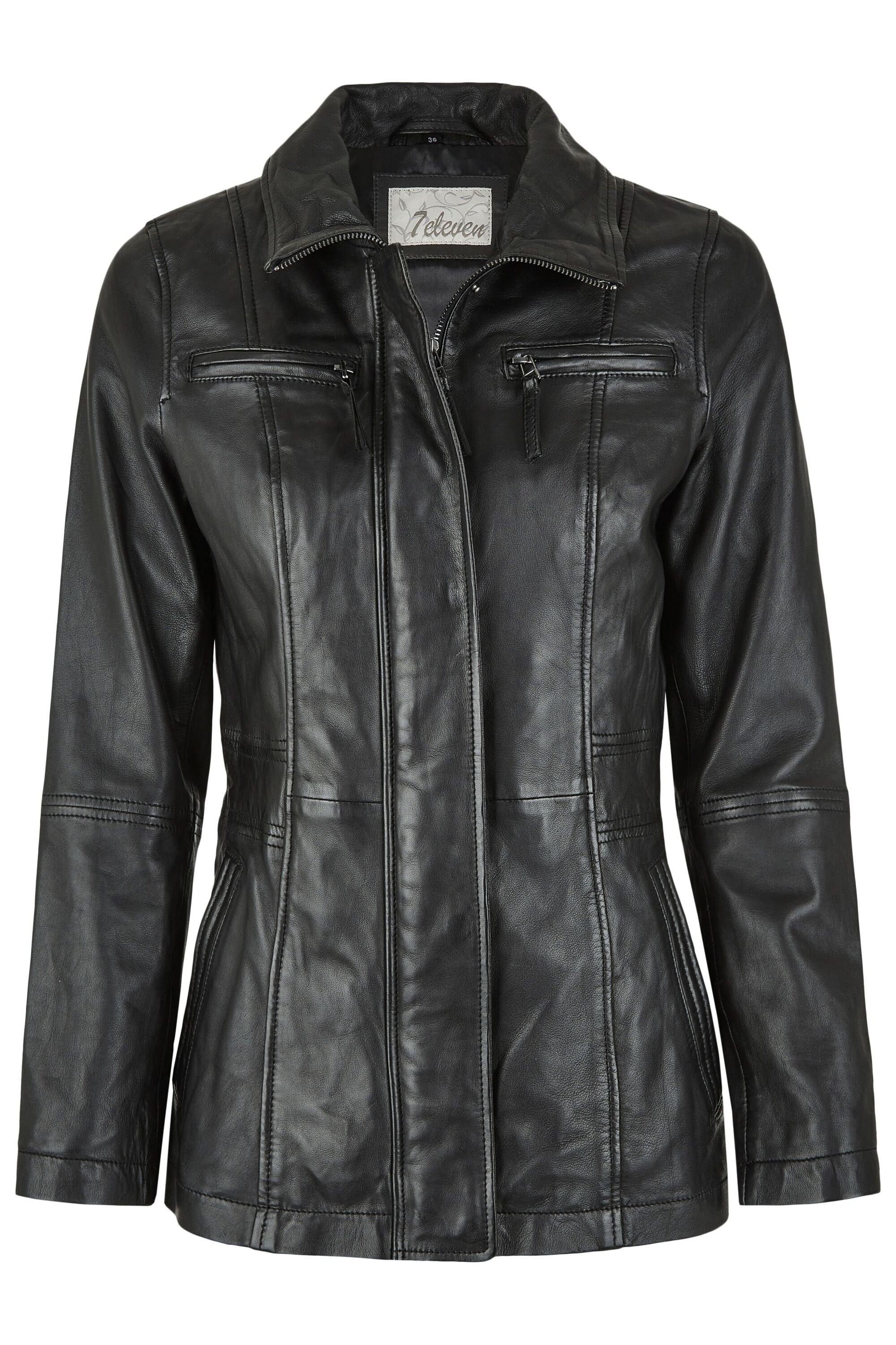 7eleven Lederjacke »SELILLE« ohne Kapuze mit Uni-Design