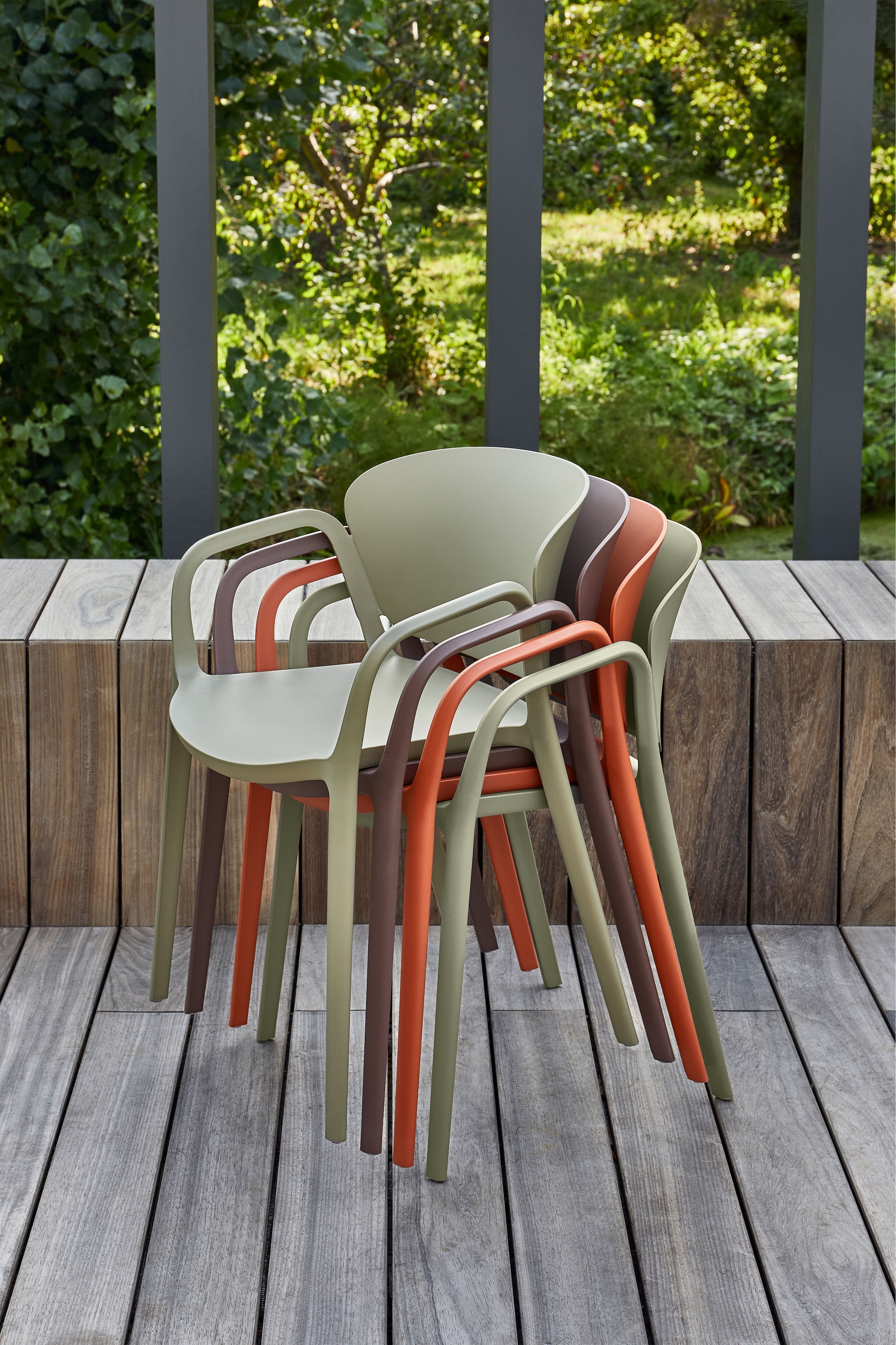 WOOOD Esszimmerstuhl »Bent Polypropylen stapelbar für In- und Outdoor, H 75 x B 57 x T 56 cm« () (Set, 2 St) Tragkraft 150 kg, fertig montiert, wasserabweisendes