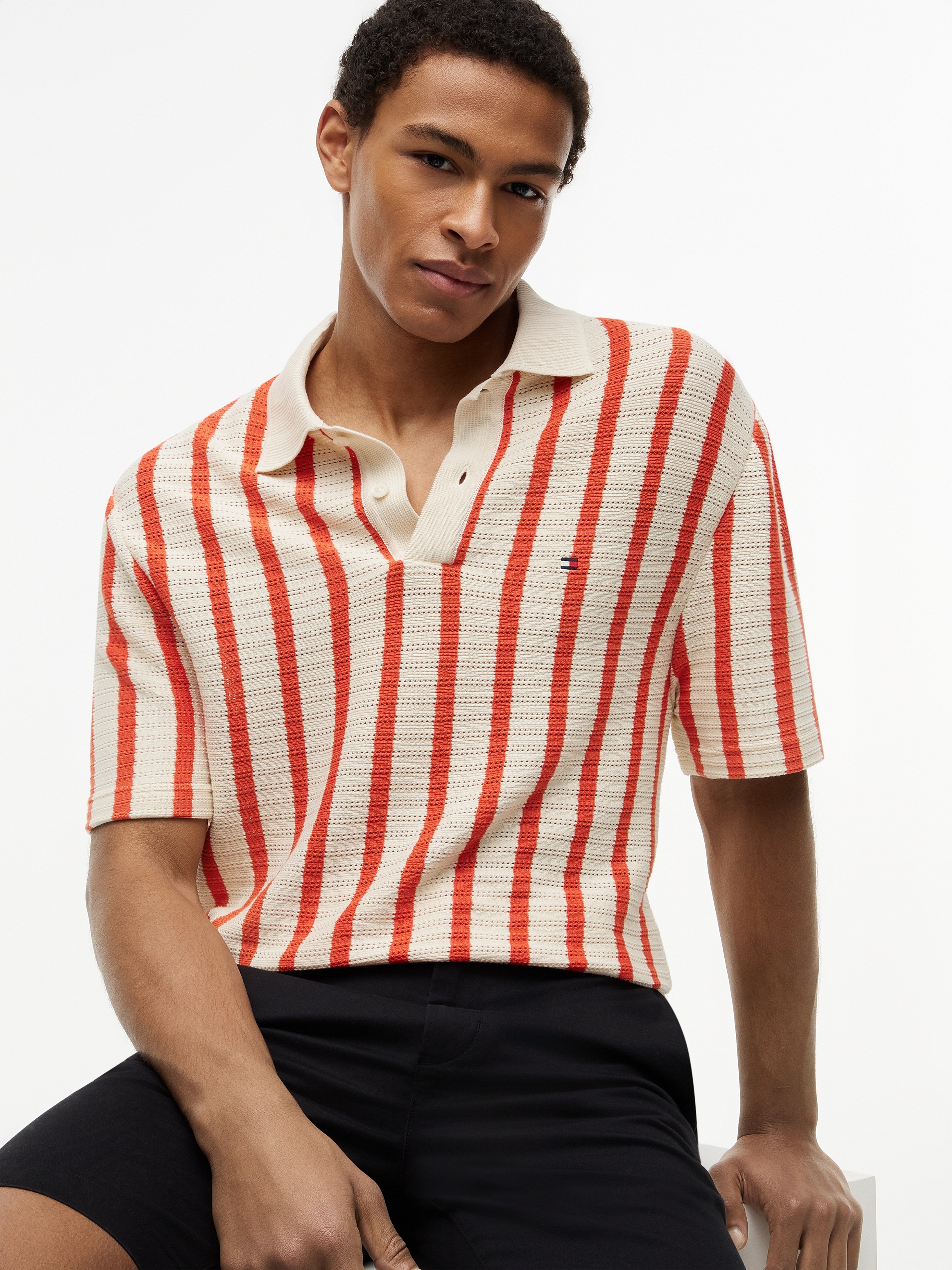 Tommy Hilfiger Poloshirt »OPEN KNIT RELAXED FIT POLO« aus Lochstrick, relaxed
