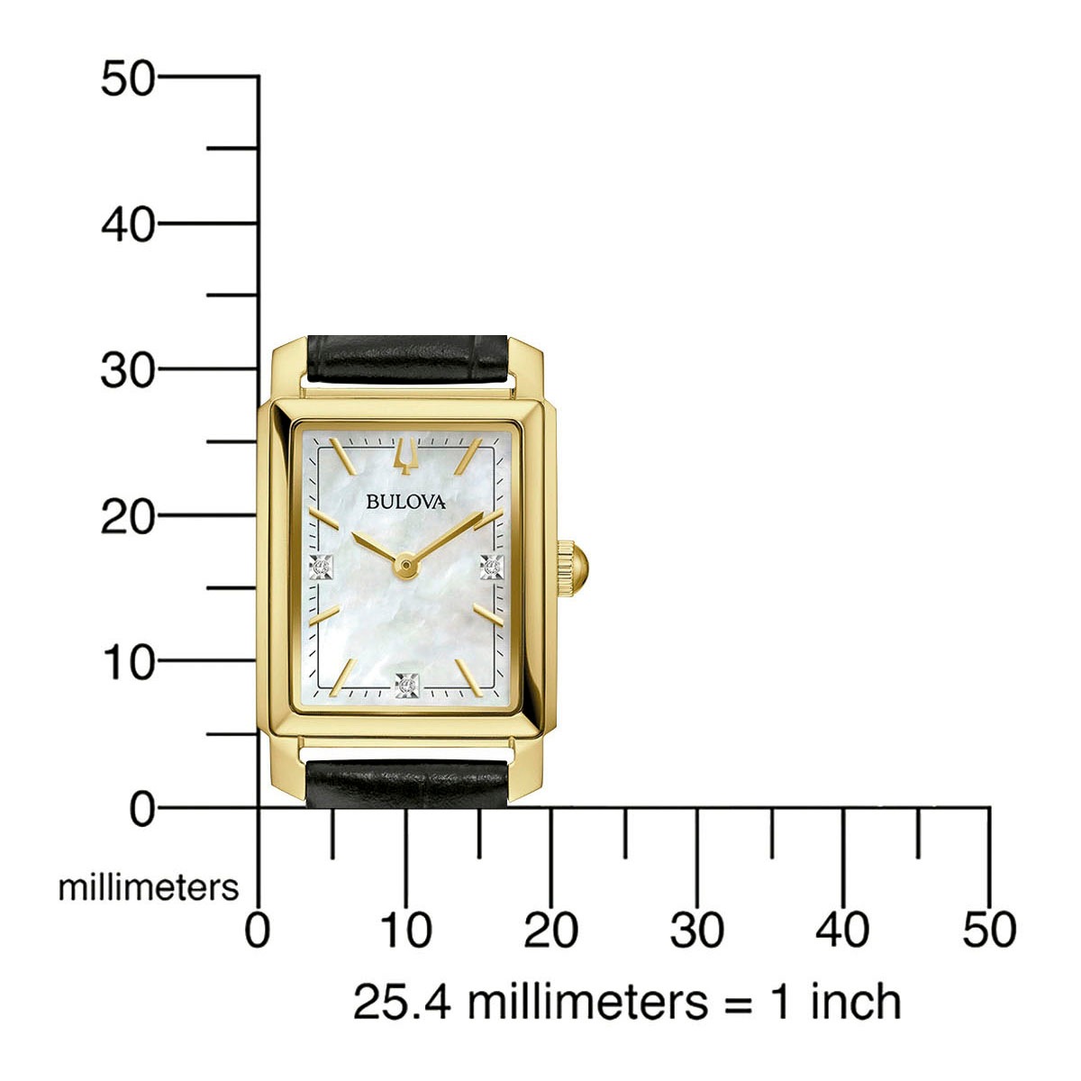 Bulova Quarzuhr, Armbanduhr, Damenuhr, Lederarmband, mit Diamanten