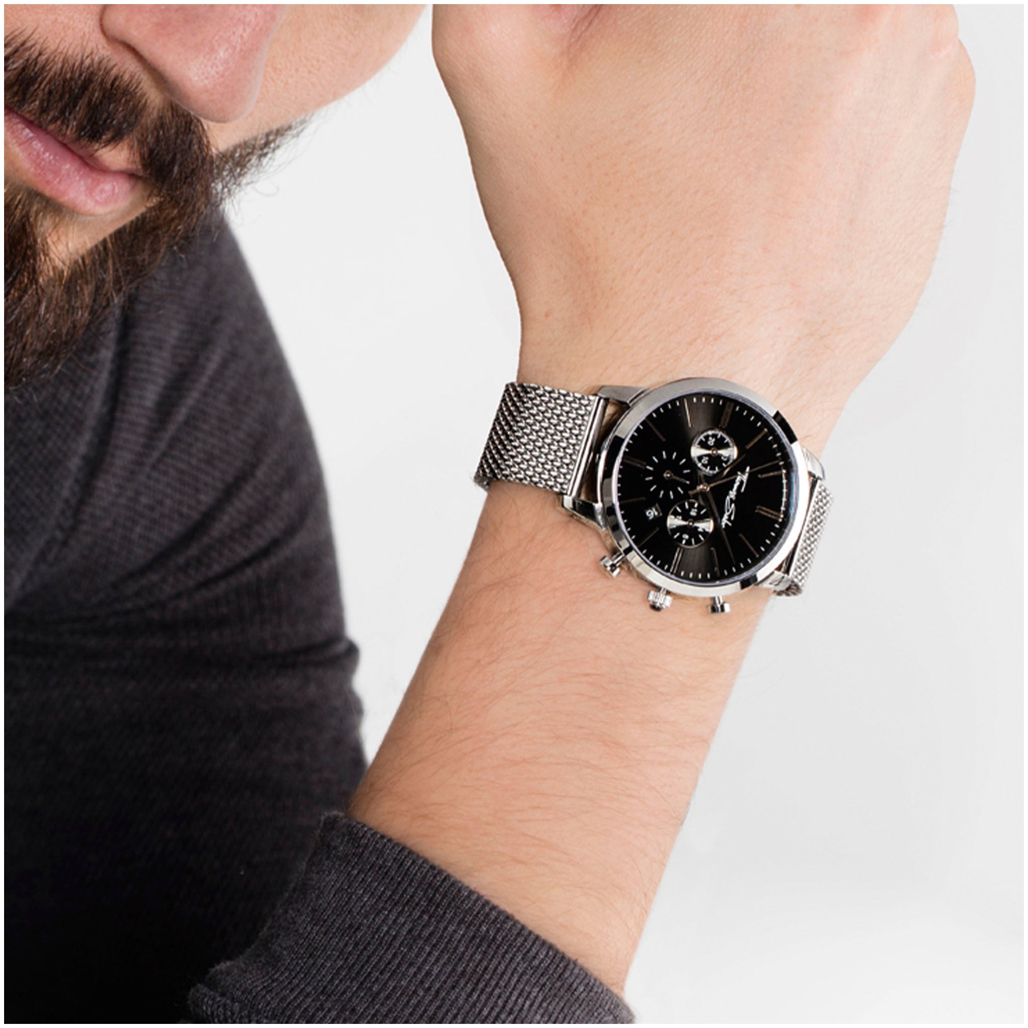THOMAS SABO Chronograph »REBEL SPIRIT CHRONO«, Quarzuhr, Armbanduhr, Herrenuhr, Datum, Stoppfunktion, Onyx