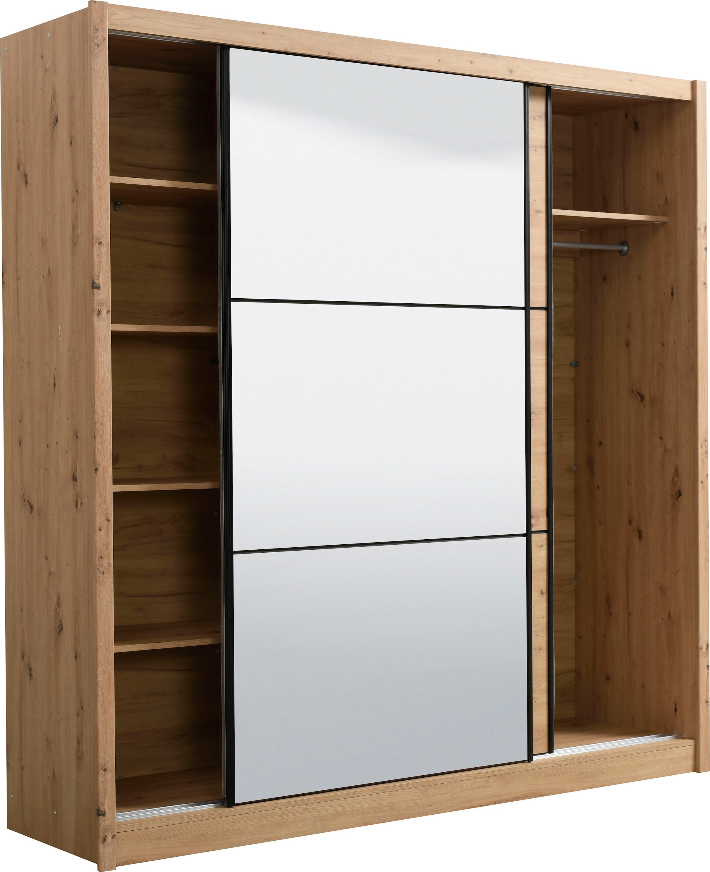 INOSIGN Schwebetürenschrank »Navara Kleiderschrank mit Spiegel Wäscheschrank Garderobe«, mit großzügiger Innenausstattung, FSC®-zertifiziert, in 3 Breiten