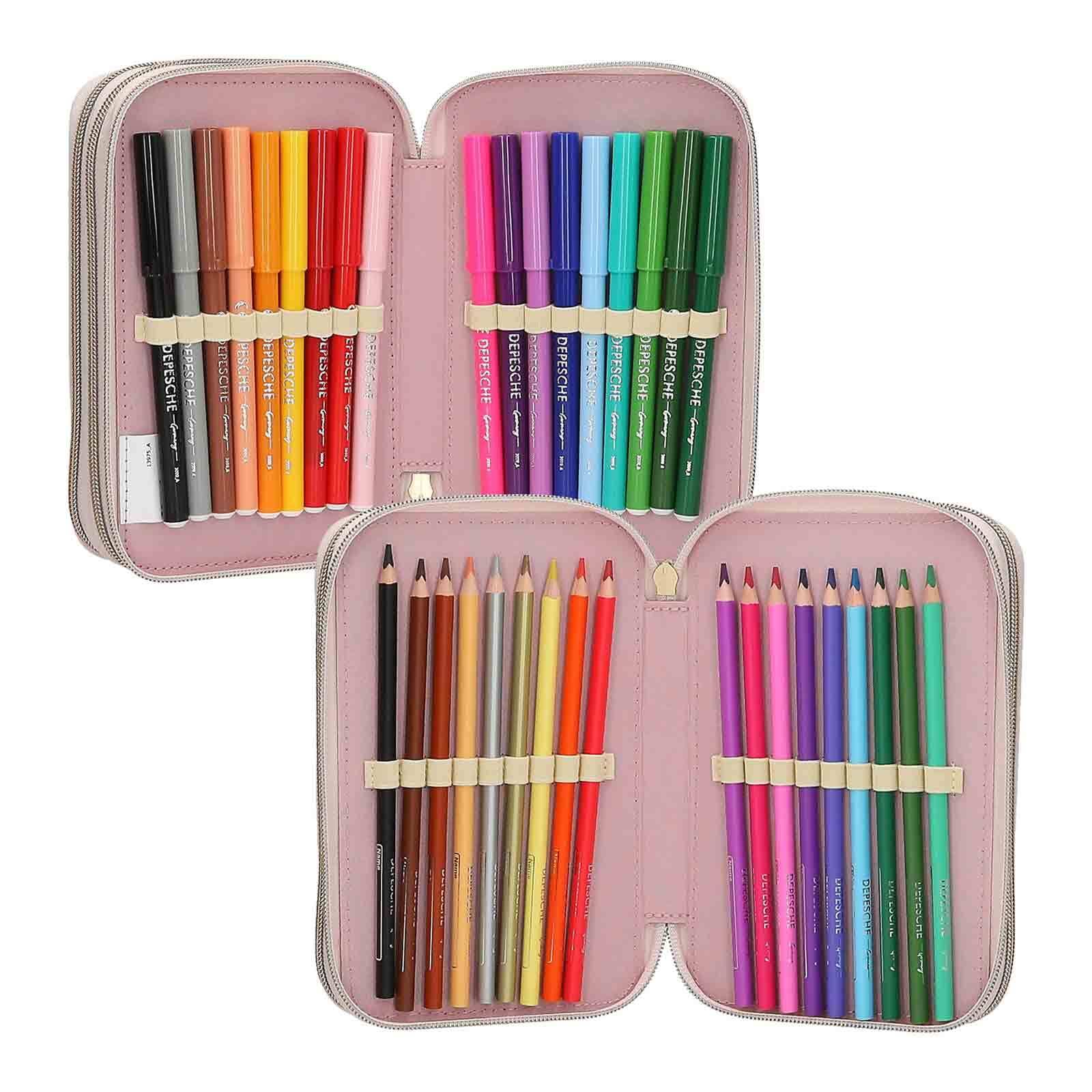 Depesche Buntstift »3-Fach Federtasche mit Pferdekopf-Applikation inkl. Stifte Miss Melody 7,5 x 13 x 20 cm hellgelb«