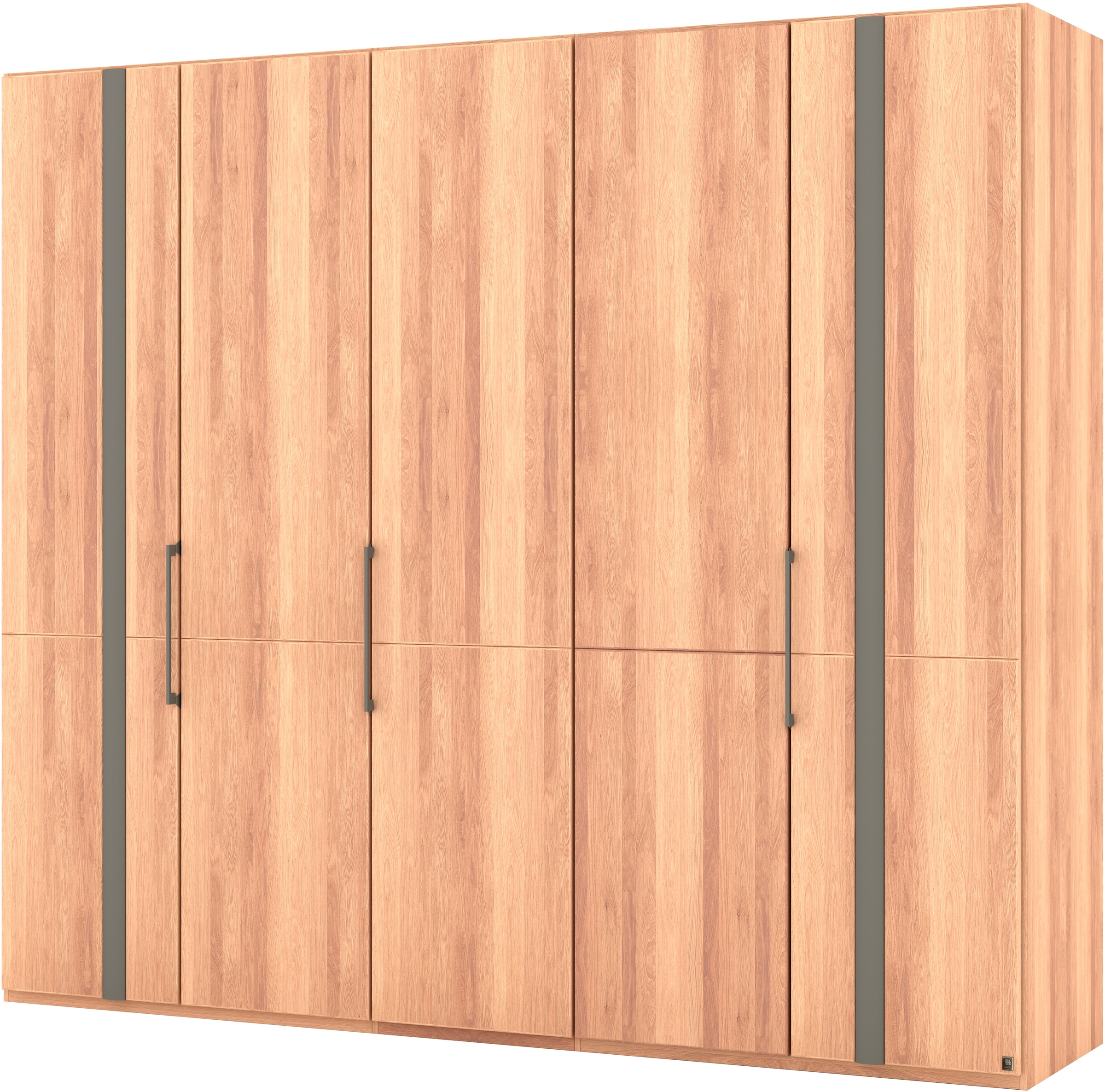 Musterring Drehtürenschrank »Sorrent, Kleiderschrank, teilmassiv Eiche«, (mit Türdämpfern, in 5 Breiten & 2 Höhen, extra Böden, MADE IN GERMANY), Türen in Eiche massiv mit Absetzung in Schiefer, verschiedene Maße