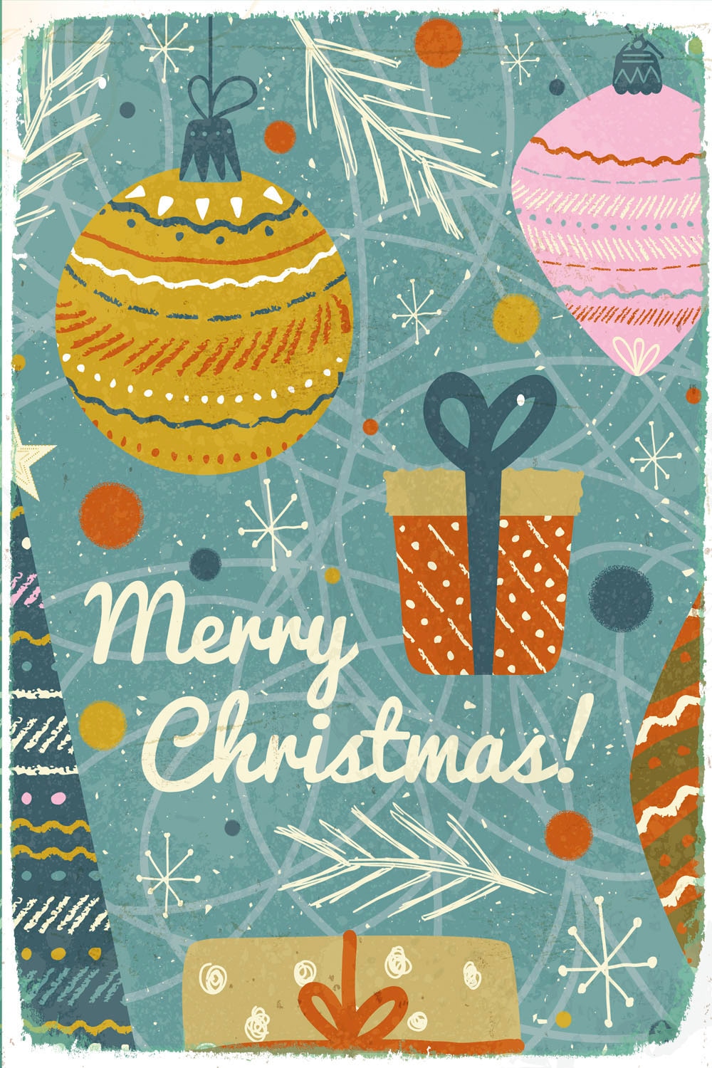 queence Metallbild »Merry Christmas!« Schriftzug | Schriftzüge | Weihnachten | Weihnachtsbaumkugeln 1 Stk. tlg. Stahlschilder