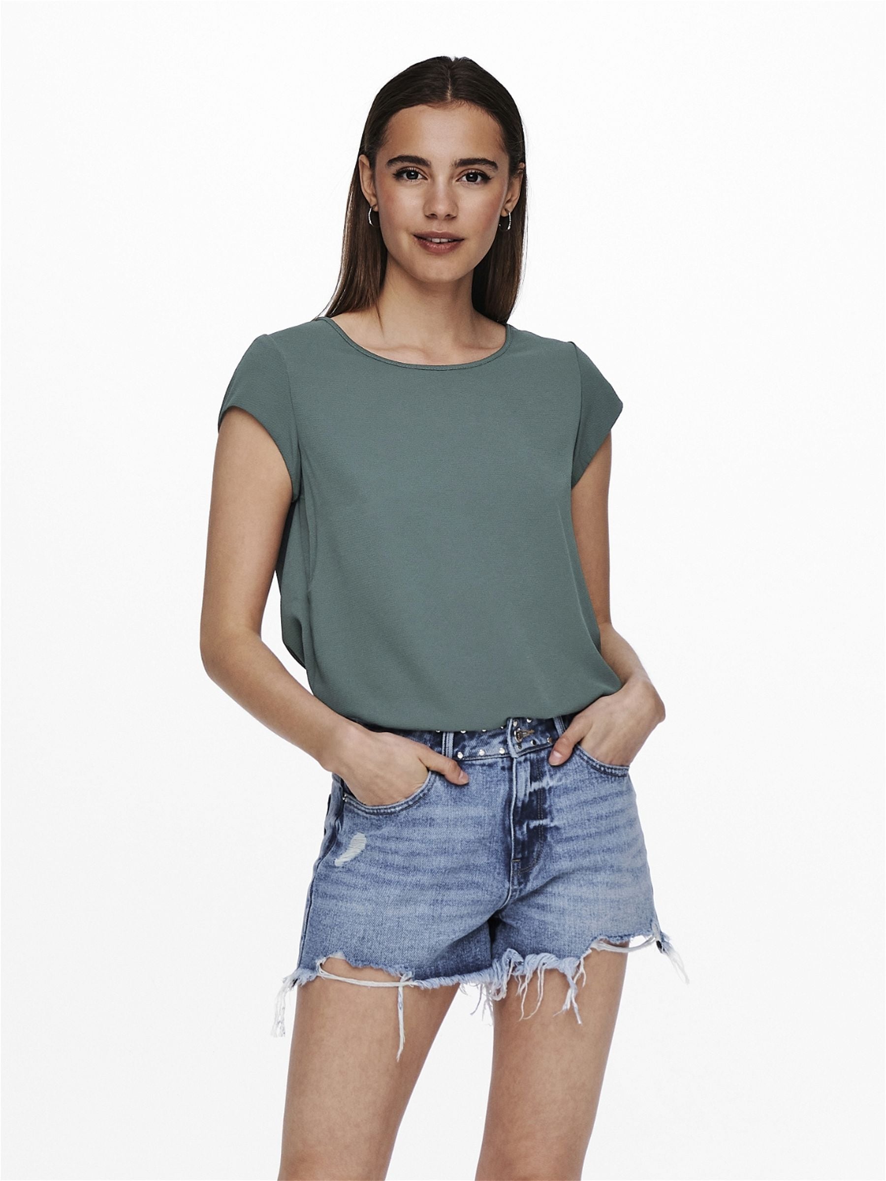 ONLY Kurzarmbluse »ONLVIC S/S SOLID TOP NOOS PTM«