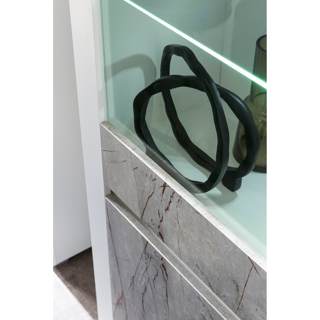 Home affaire Vitrine »Stone Marble«, mit einem edlen Marmor-Optik Dekor, Breite 64 cm