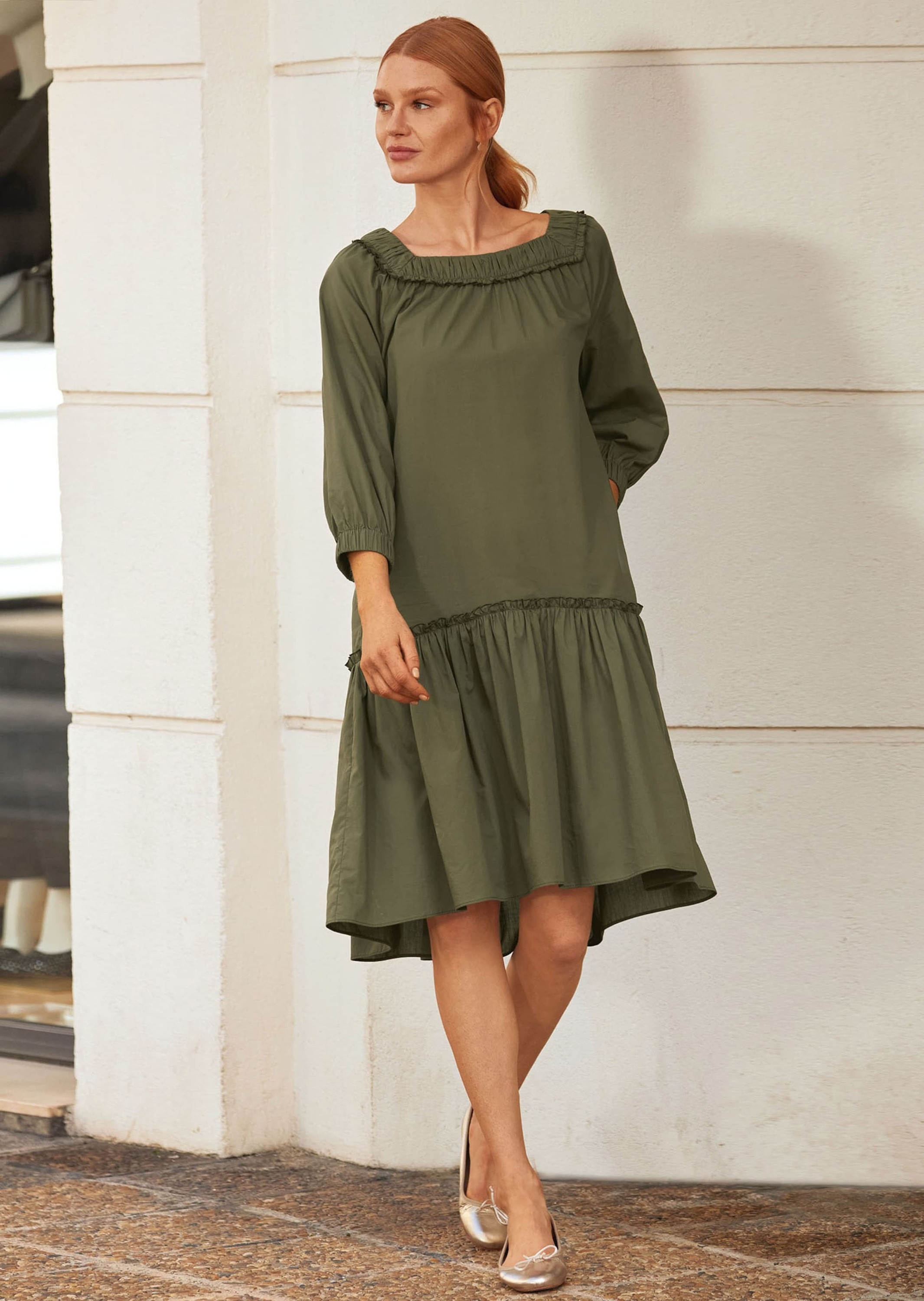 MADELEINE Sommerkleid »Kleid Kleid mit 3/4-Ärmeln und Volant«