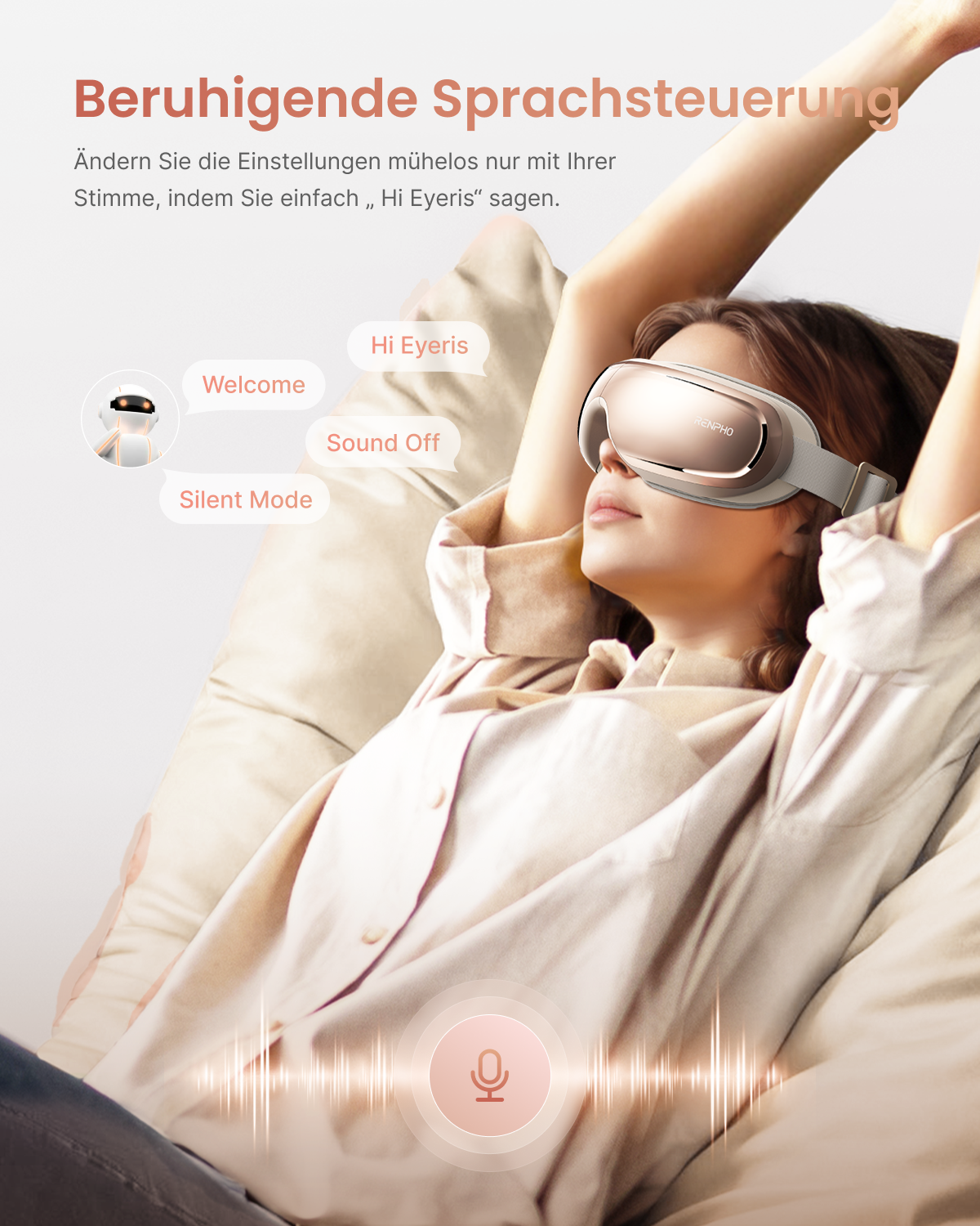 Renpho Gesichtsmassagegerät »Renpho Eyeris 3 Eye massager G010V« Sprachgesteuertes Pflegeerlebnis mit Wärme, Kühlung und Akupressur