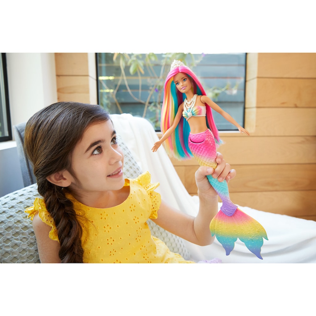 Barbie Meerjungfrauenpuppe »Puppe, Dreamtopia Regenbogenzauber Meerjungfrau mit Farbwechsel«