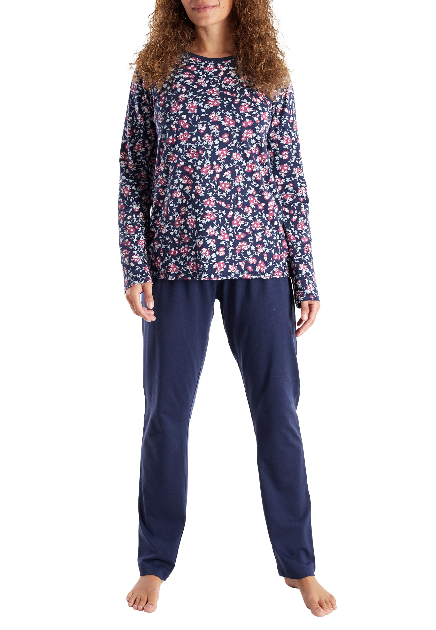 GÖTZBURG Pyjama Langarm, Rundhalsausschnitt, mit Motiv, Baumwolle