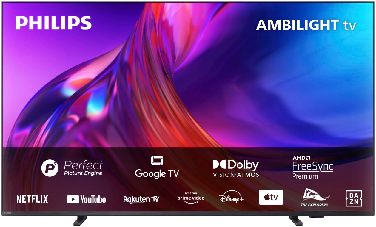 Philips LED-Fernseher, 139 cm/55 Zoll, 4K Ultra HD, Android TV-Google TV-Smart-TV, 3-seitiges Ambilight