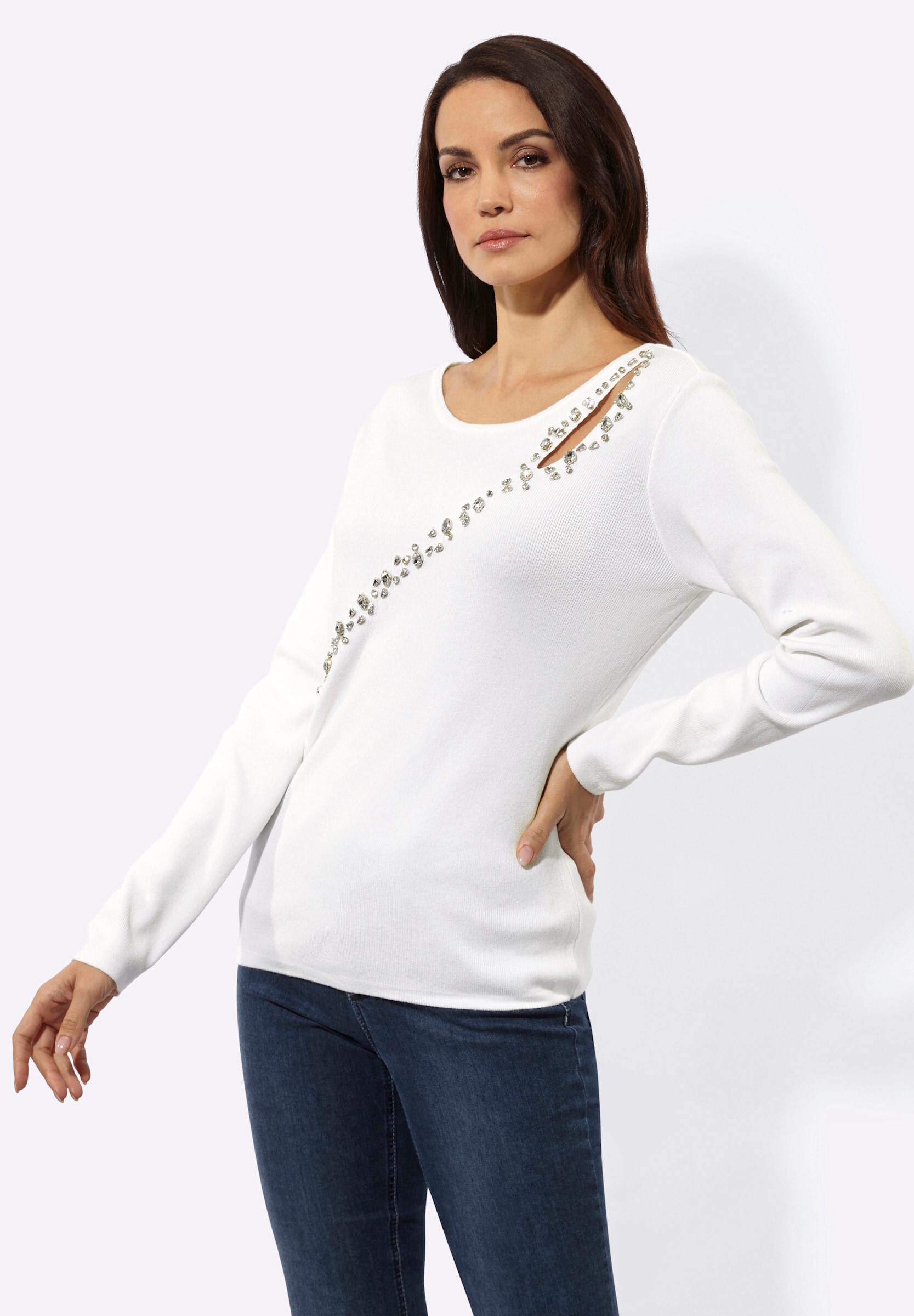 creation L Strickpullover »Pullover Langarm-Pullover mit Cut-out«