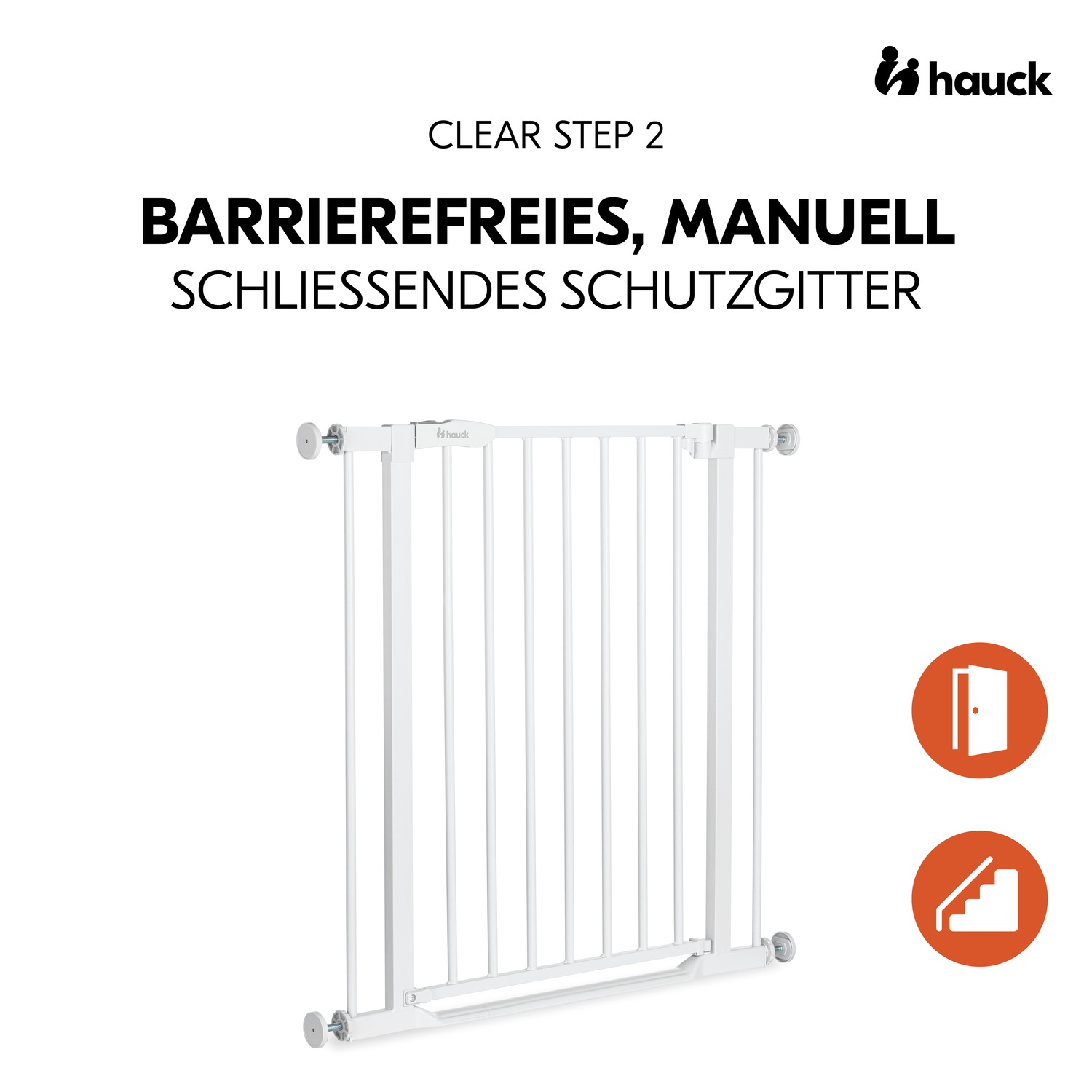 Hauck Türschutzgitter »Clear Step 2, White«, auch als Treppenschutzgitter verwendbar; 75-80 cm, flacher Durchgang