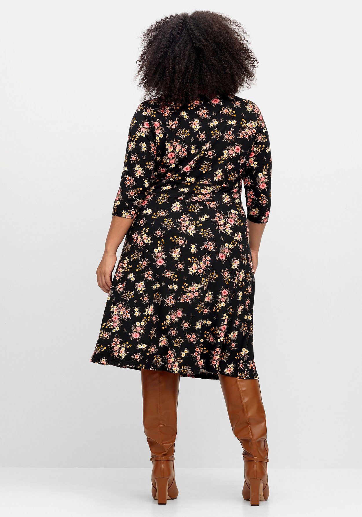 Sheego Jerseykleid »Jerseykleid mit Blumendruck und ausgestelltem Rock«